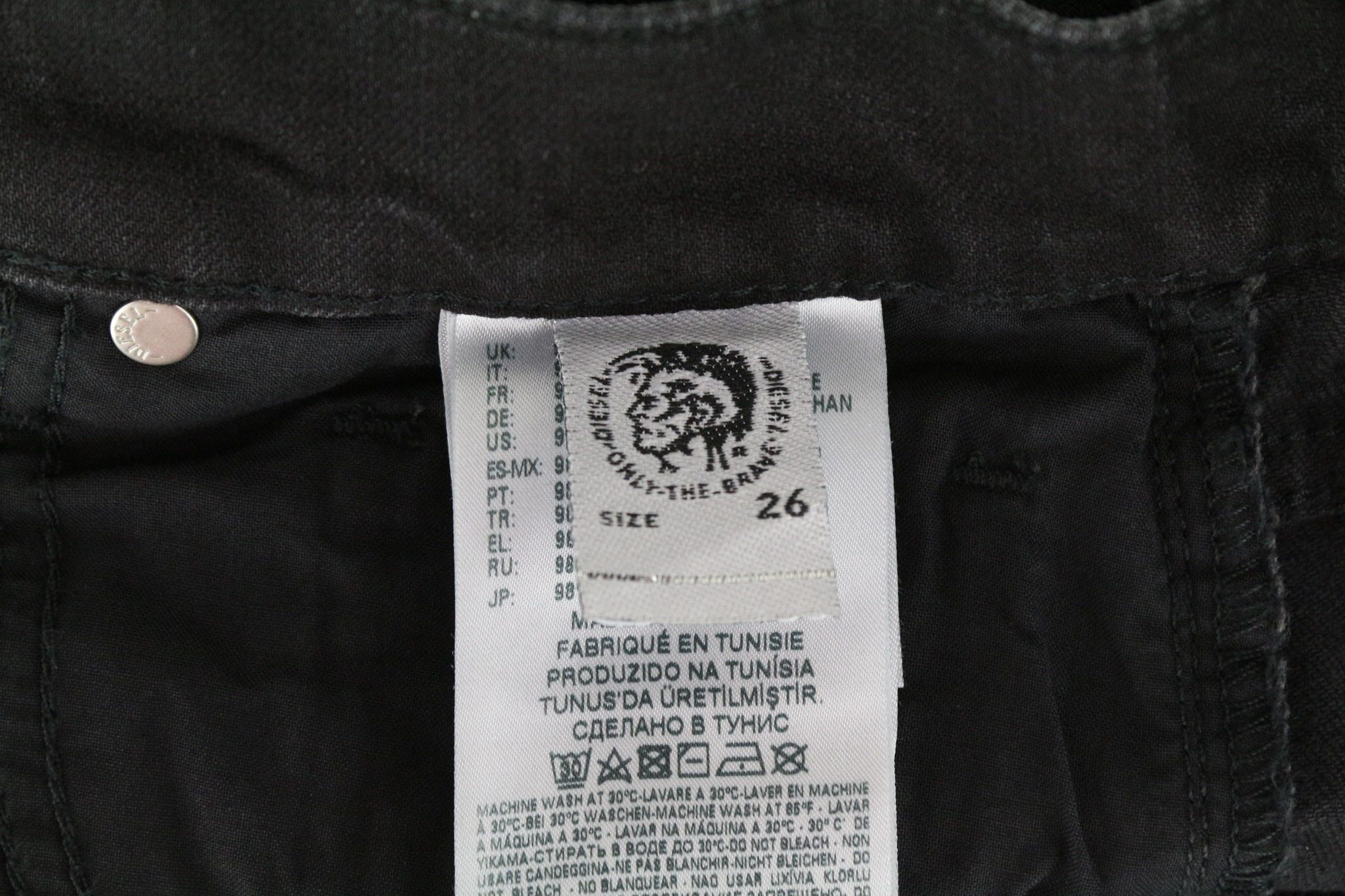 Diesel ARYEL 069BG W26/L32 Black Stretch Jeans 70632 Size 26" / US 2 / IT 38 - 7 Thumbnail