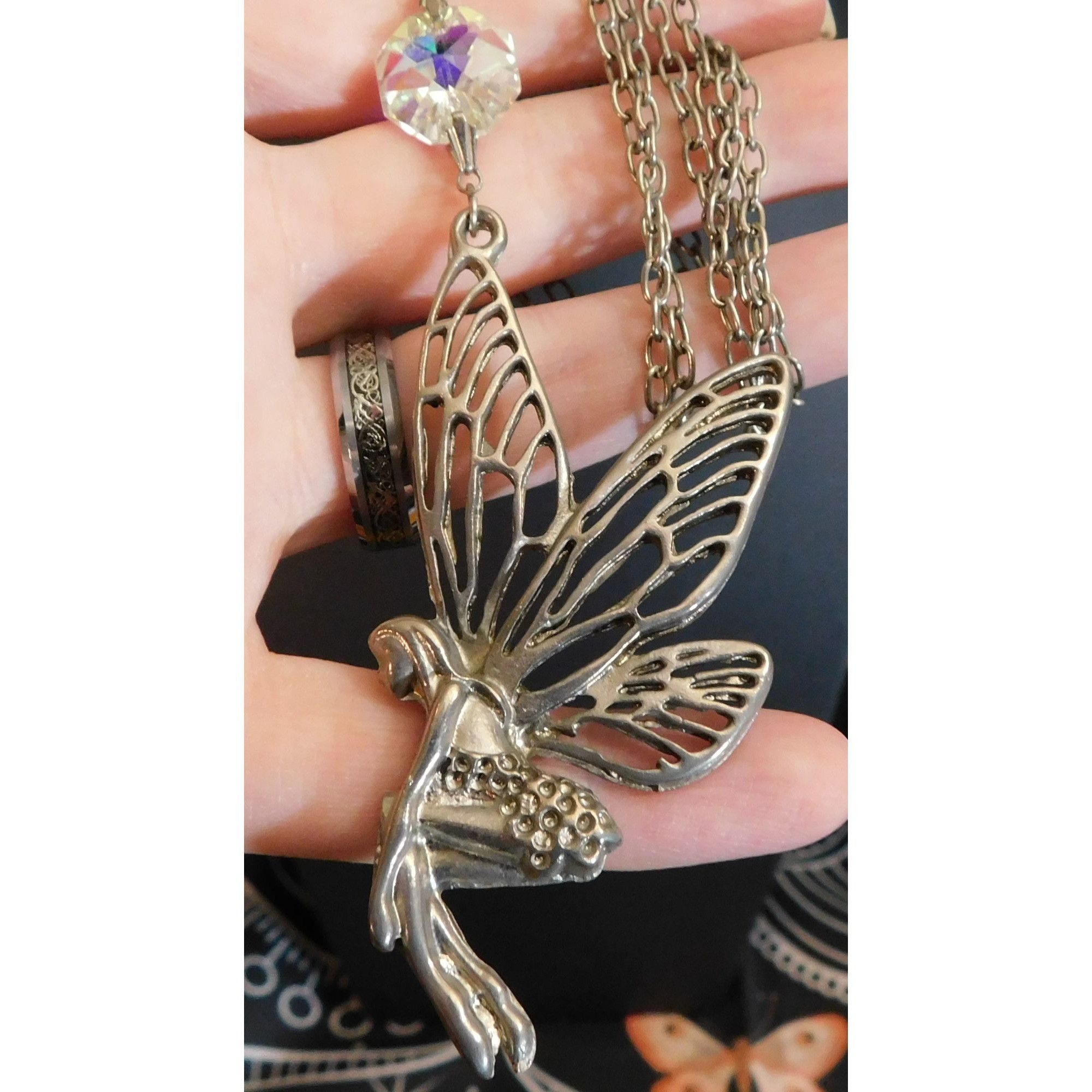 Other Fairycore Silver Tone Fairy Pendant Necklace With AB Gem Acc Size ONE SIZE - 7 Thumbnail