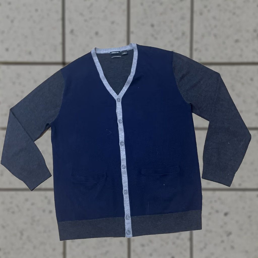 Liz Claiborne Claiborne Cardigan Sweater Men 2XL Navy Blue Wool V-Neck Preppy All Seasons Casual Size US XXL / EU 58 / 5 - 1 Thumbnail