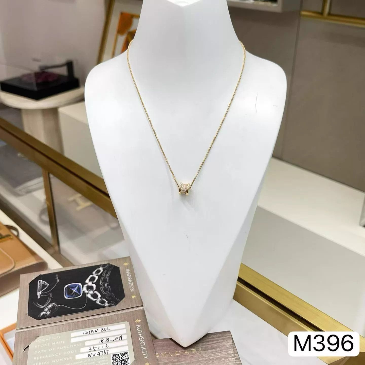 Bvlgari BVLGARI RoseGold FullDiamond SlimWaist Necklace M396 Size ONE SIZE - 2 Thumbnail