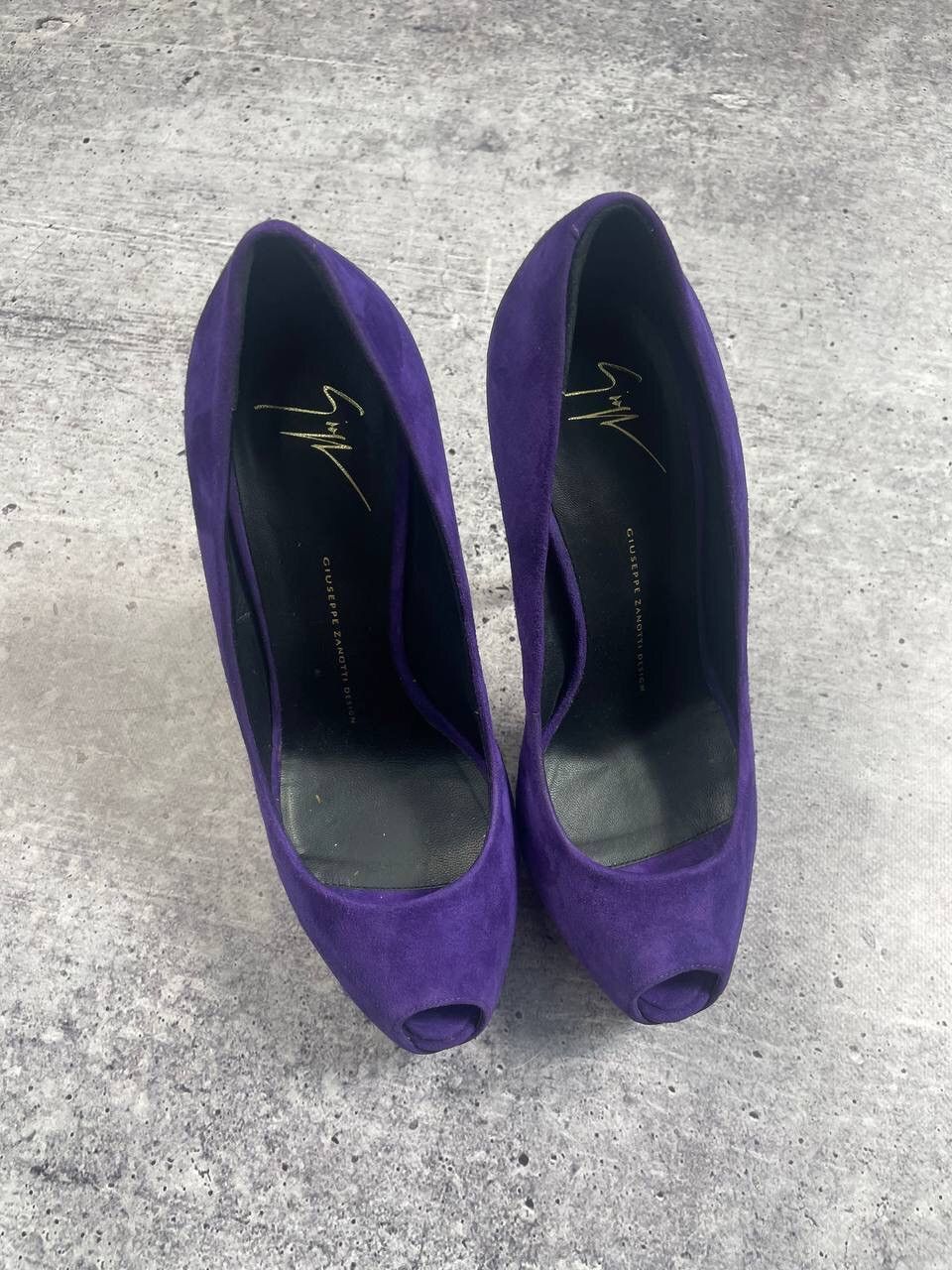 Giuseppe Zanotti Giuseppe Zanotti Purple Suede Peep Toe Pumps Heels Y2K Size US 9 / IT 39 - 3 Thumbnail