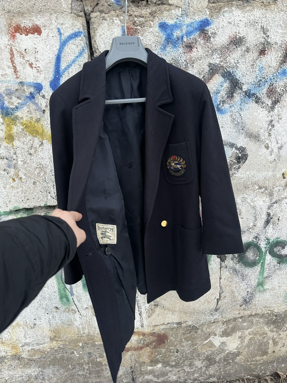 Burberry Burberrys Tailored Double Breasted Logo Wool Coat Blazer Size L / US 10 / IT 46 - 4 Thumbnail