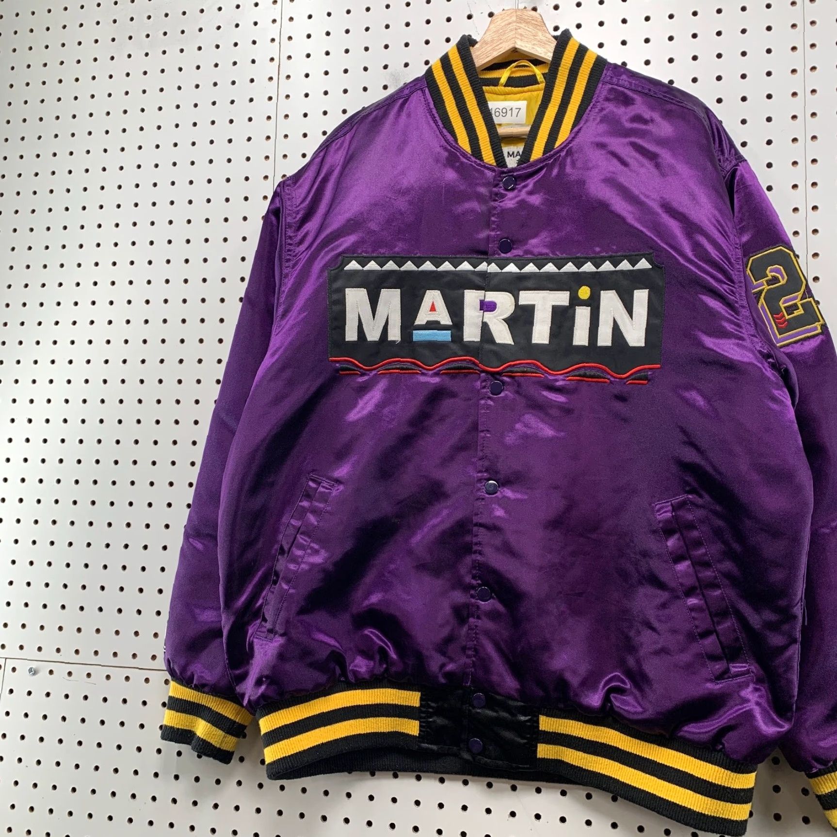 Vintage VINTAGE Headgear Classic Mens 2XL Martin Lawrence Satin Jacket Purple Bomber Jacket TV Sports Funny 90s Mens Size US XXL / EU 58 / 5 - 5 Thumbnail