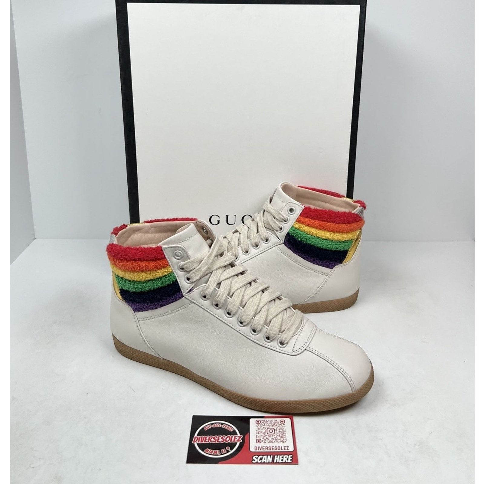 Gucci Size 7G/7.5US - Gucci Rainbow Collar Leather High-Top Size US 7.5 / EU 40-41 - 1 Thumbnail