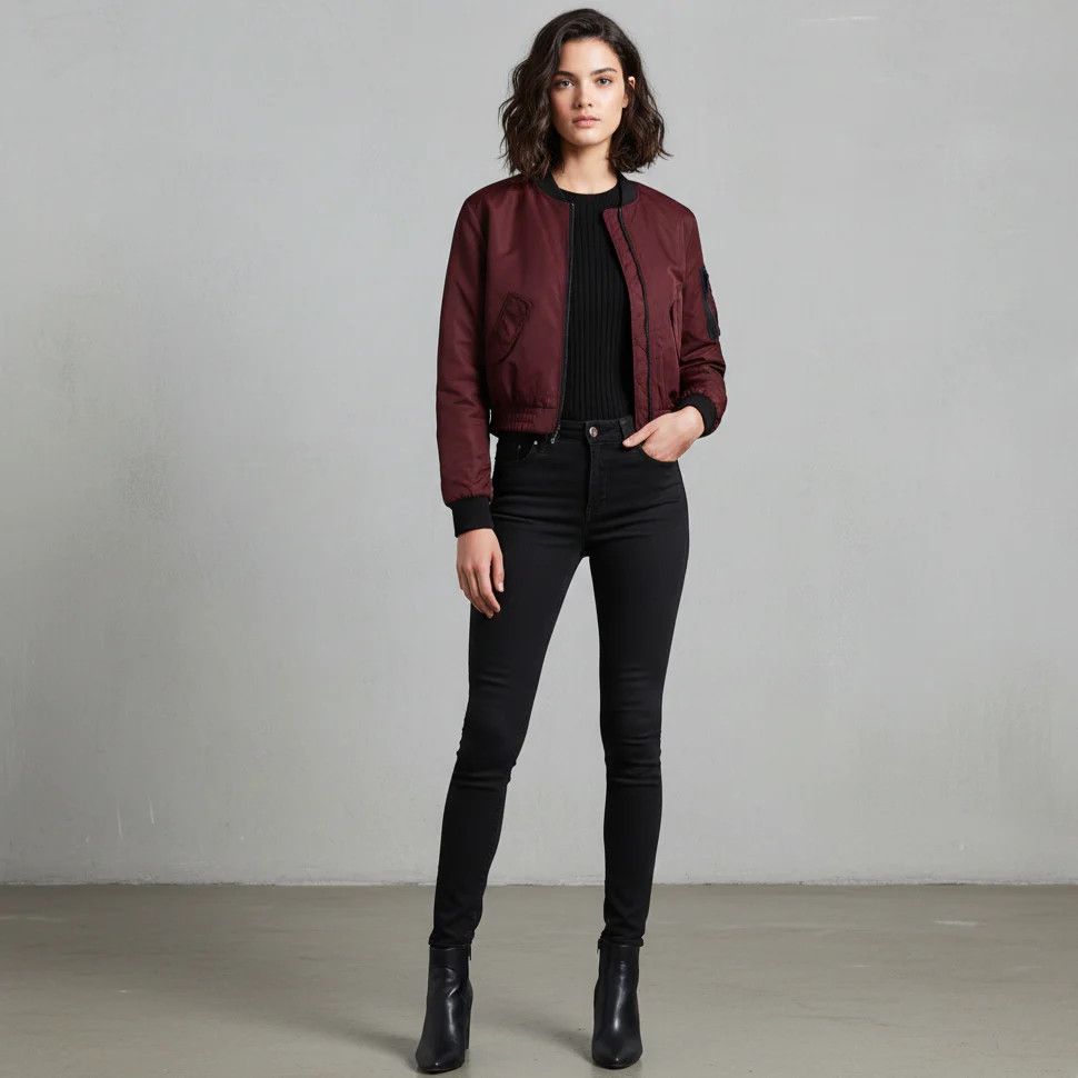 Vintage Eksept Women XS Jacket Burgundy Zip Up Cropped 7979 Size XS / US 0-2 / IT 36-38 - 1 Thumbnail