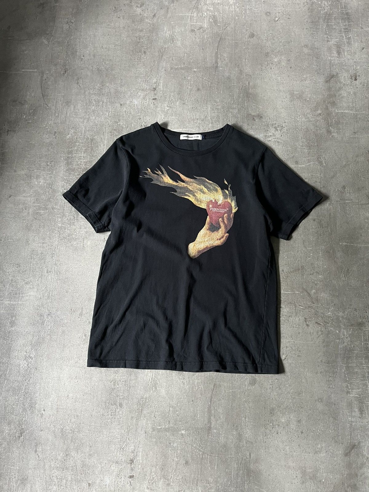 Undercover Undercover flaming heart in hand T-shirt AW16 | Grailed
