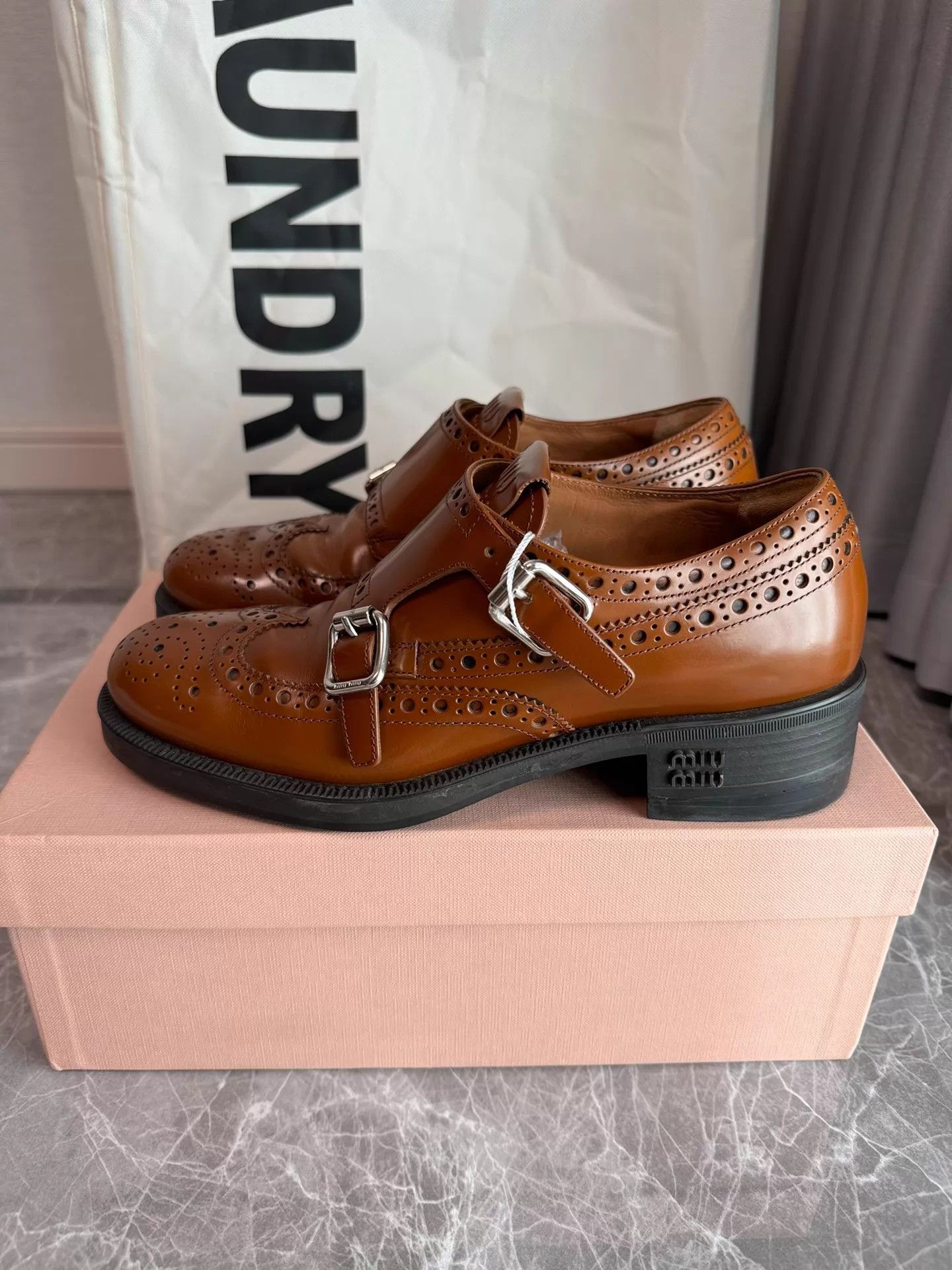 Miu Miu Miu Miu x Church's Double Buckle Loafer Tobacco Brown 36 Size US 5.5 / IT 35.5 - 1 Thumbnail