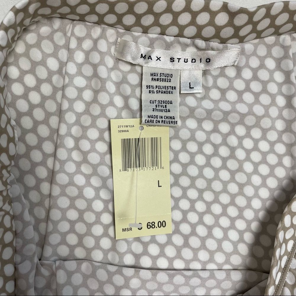 Other NWT New Max Studio Beige White Polka Dot Skirt Size L Size 34" / US 12 / IT 48 - 6 Thumbnail