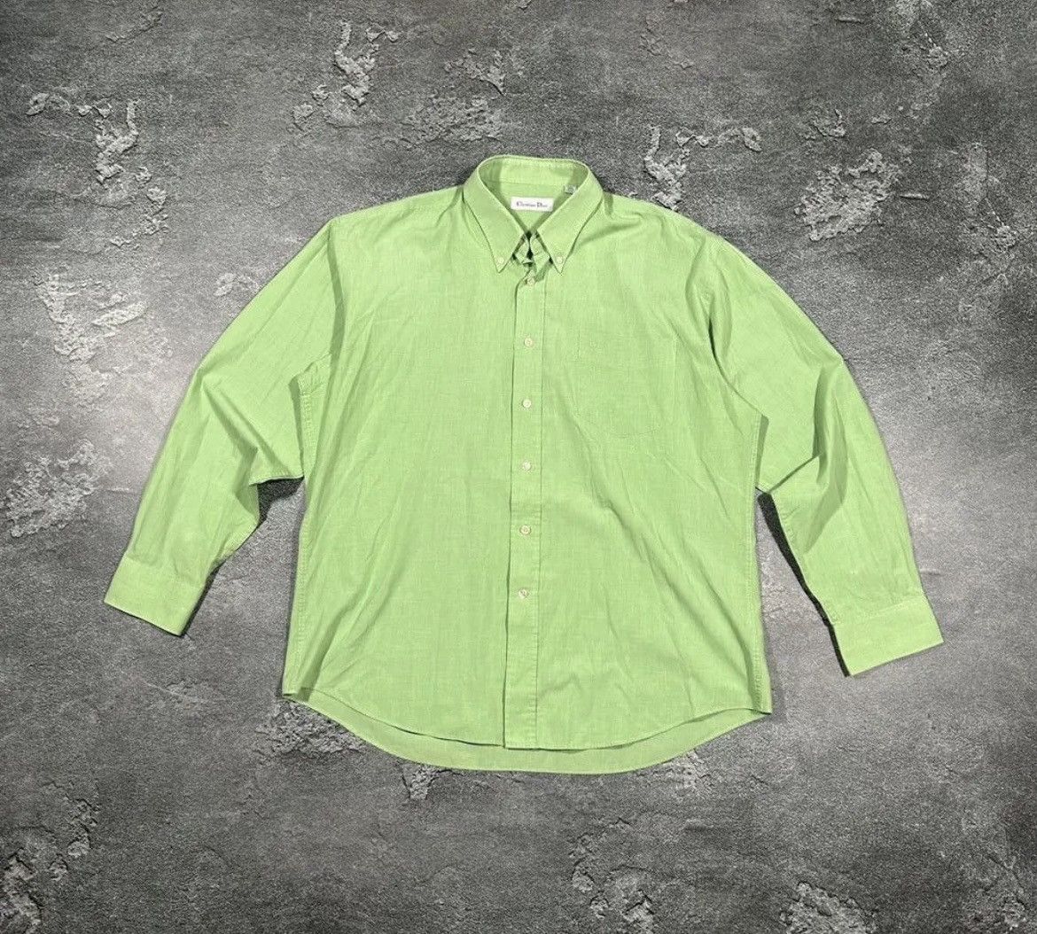 Dior Vintage Christian Dior Light Green Button-Up Shirt Size US XL / EU 56 / 4 - 1 Thumbnail