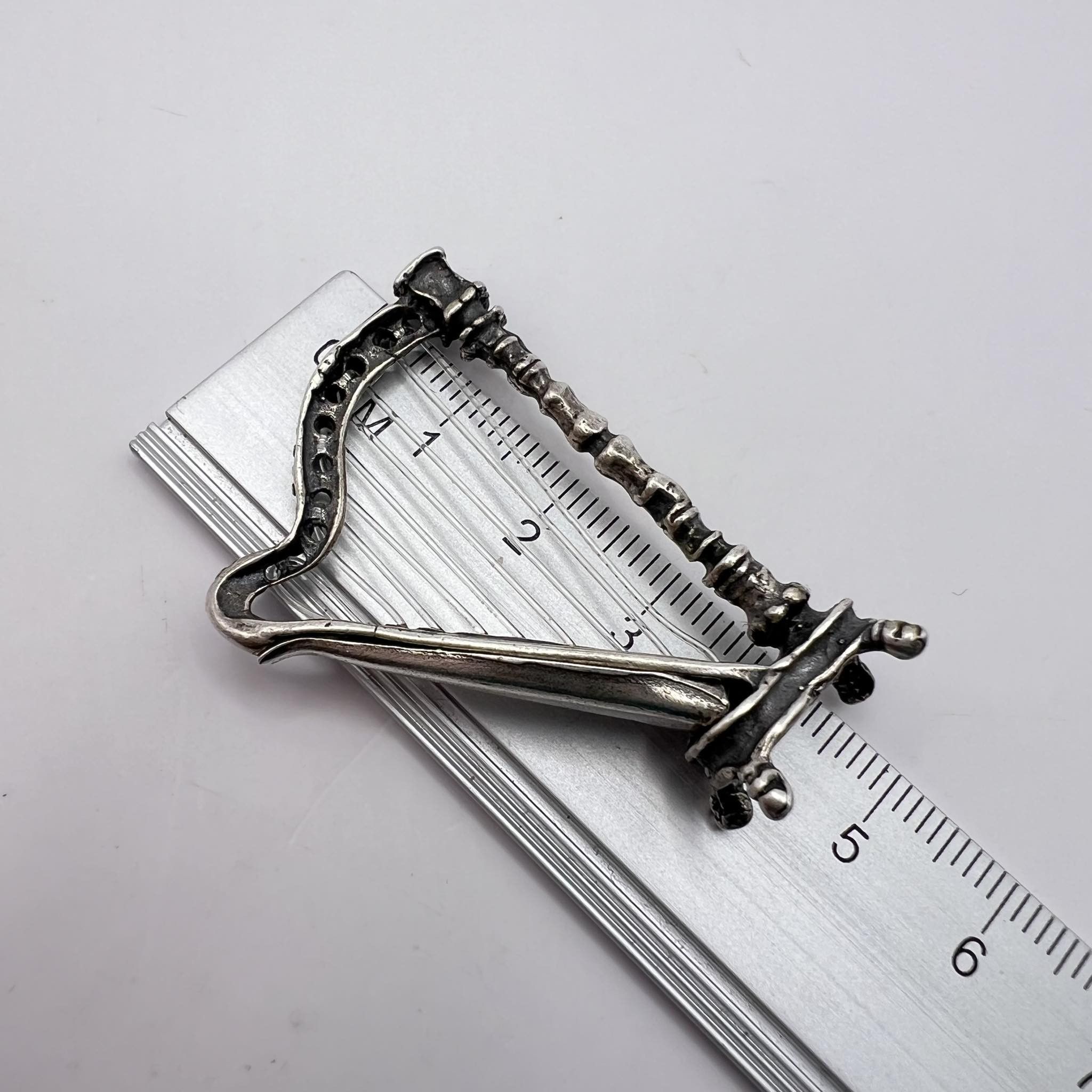 Vintage Vintage Mini Statue Silver 800 Music Harp Signed Italy Size ONE SIZE - 5 Thumbnail