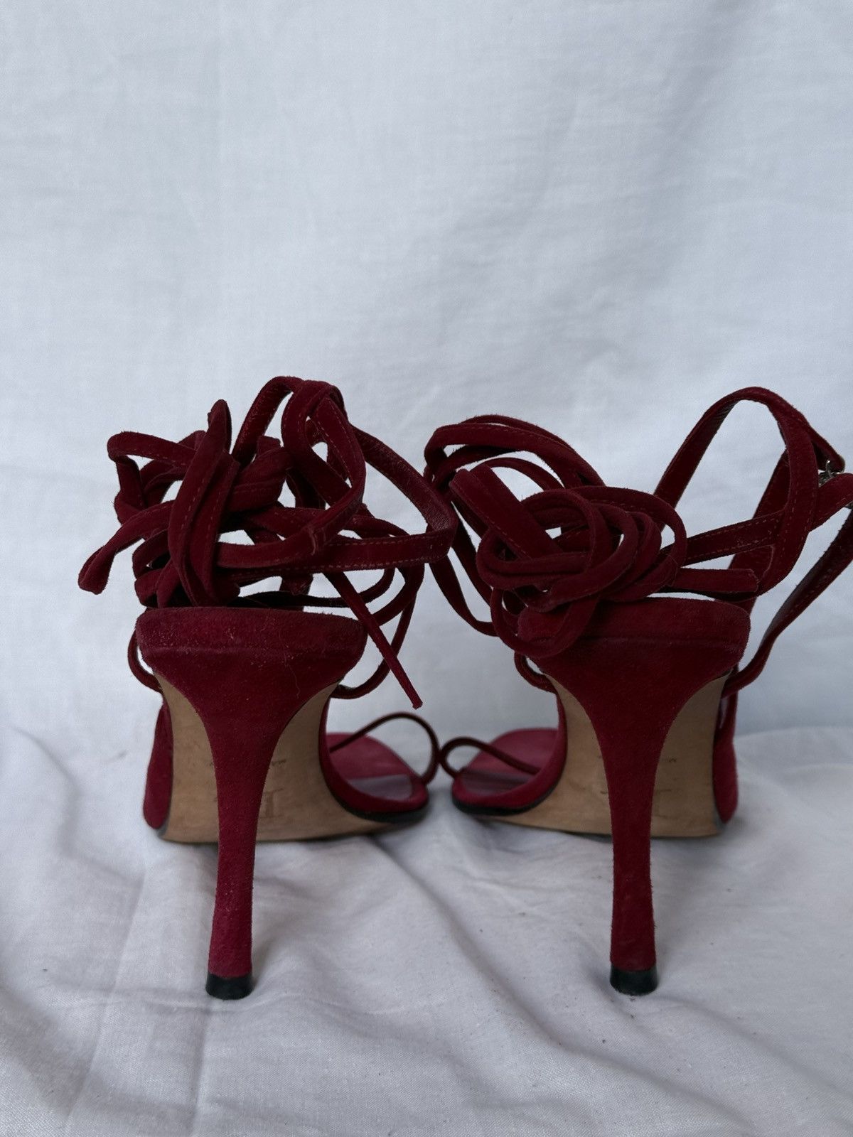 Dior Dior Red Suede Sandals on Hight Heels Tied Laces Size US 7 / IT 37 - 6 Thumbnail