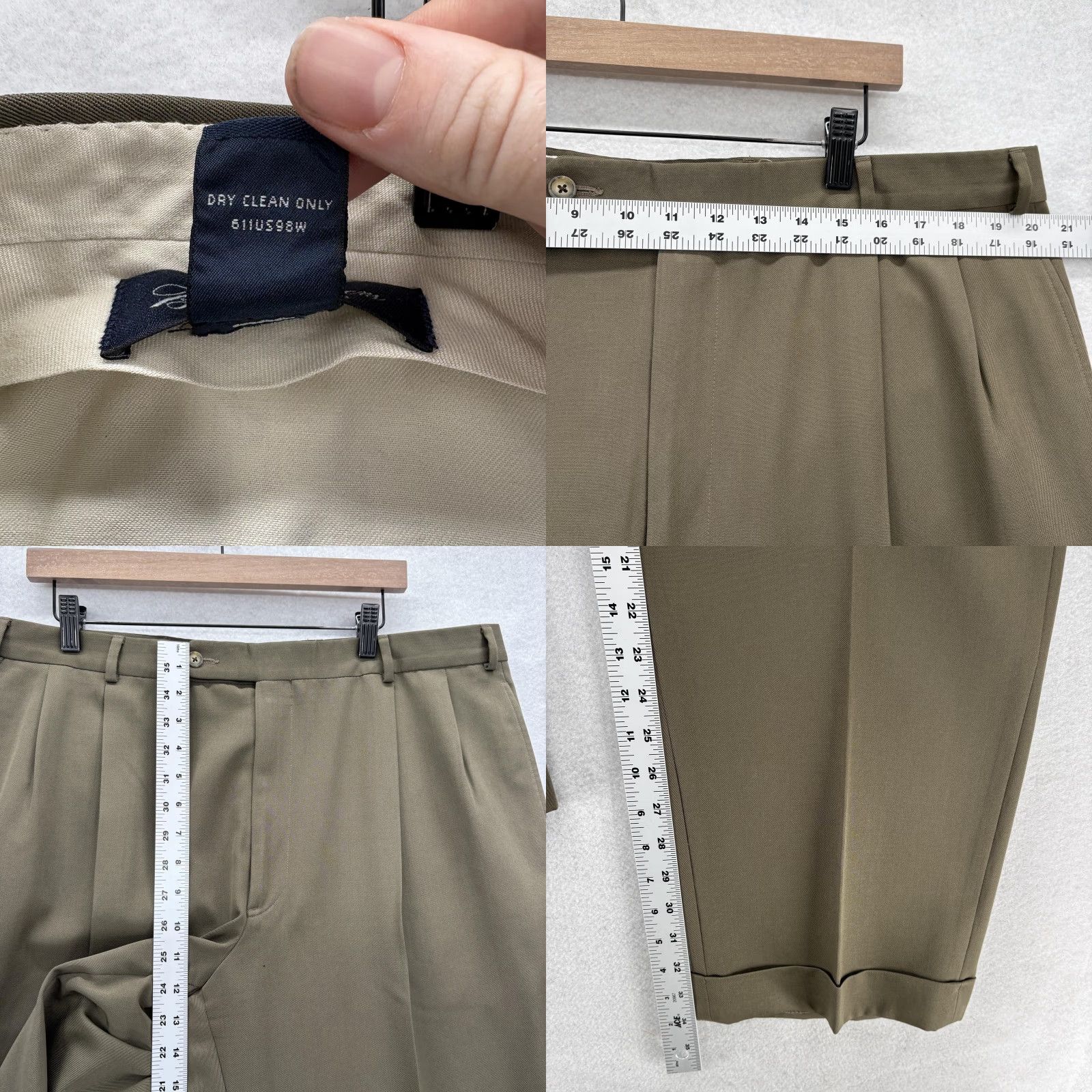 Brooks Brothers VINTAGE Brooks Brothers Dress Pants Mens 40x34 Green Wool Pleated Cuffed USA Size US 40 / EU 56 - 8 Thumbnail