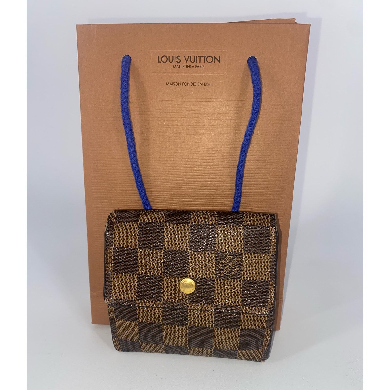 image of Auth Louis Vuitton Damier Portefeuille Elise Wallet Purse in Brown, Women's