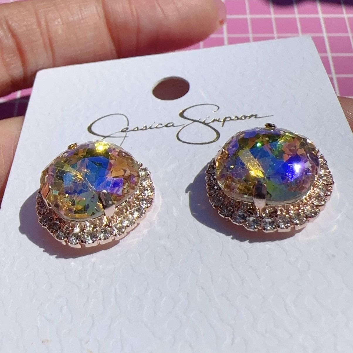 Designer Jessica Simpson gold tone colorful crystal stone reflective Size ONE SIZE - 3 Thumbnail