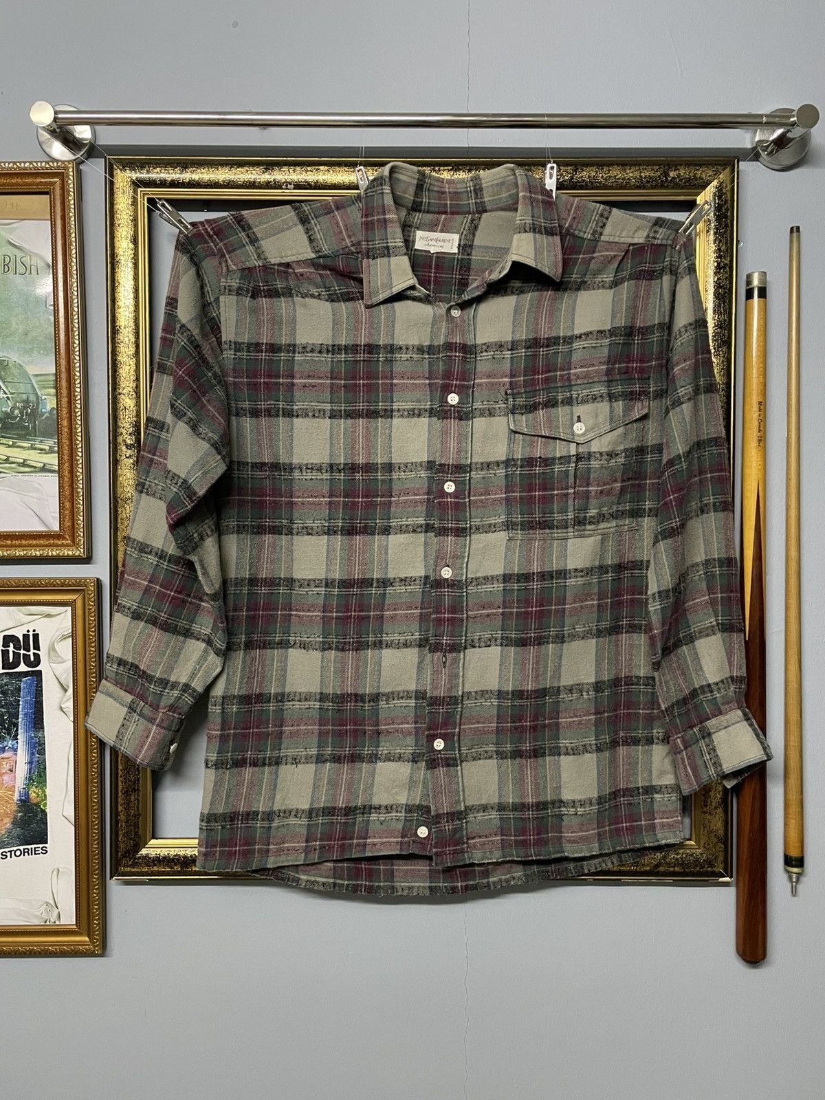 Vintage Yvessaintlaurent Chemises Vertical Stripe Flannel