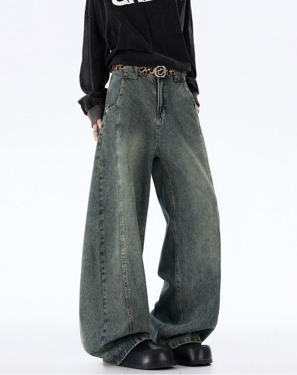 Japanese Brand Men's Japanese retro distressed patchwork straight leg jeans Size US 32 / EU 48 - 3 Thumbnail