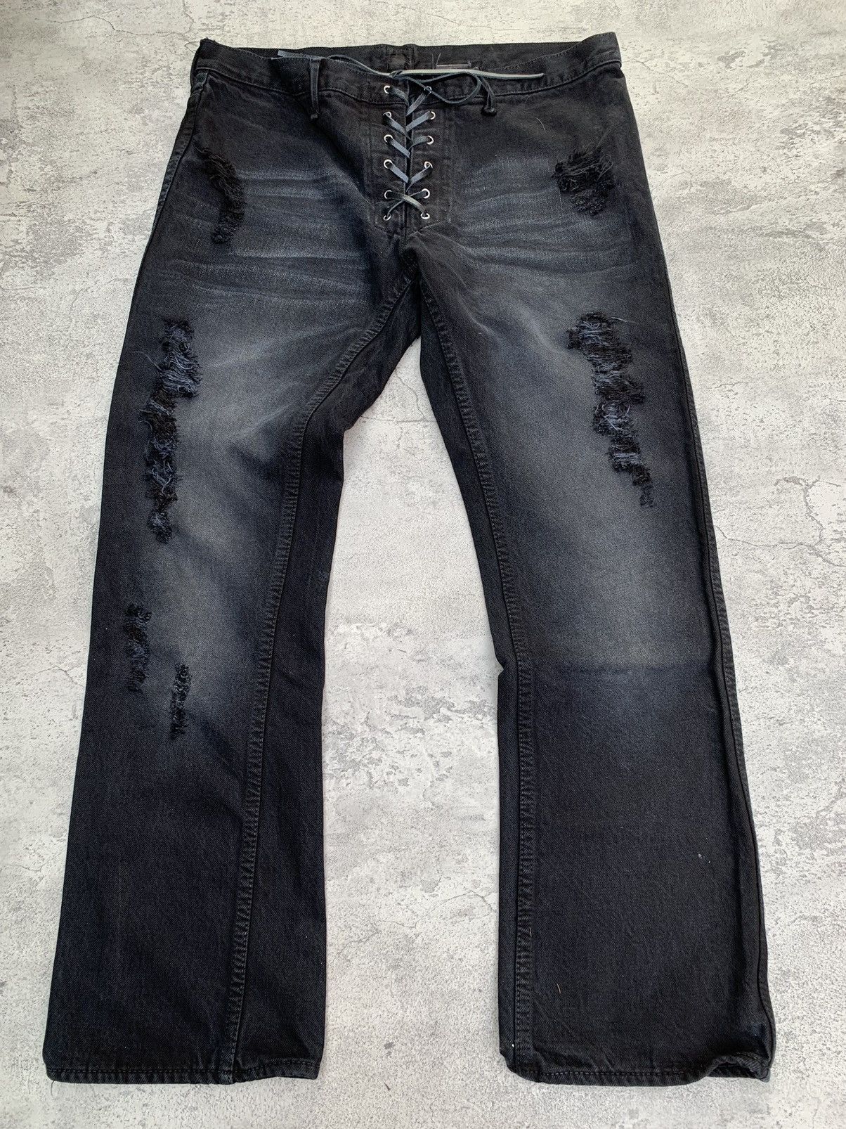 SKULL lace-up flare jeans