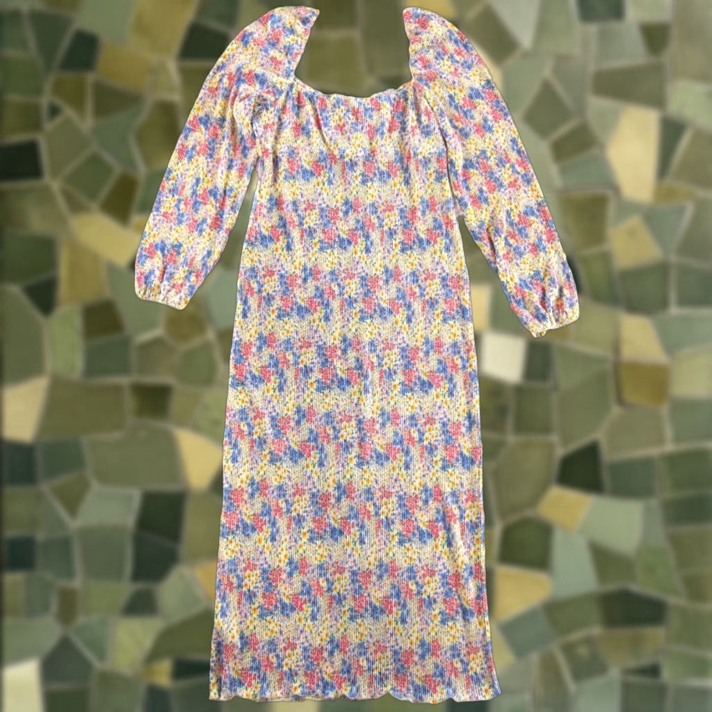 Asos ASOS Design Maxi Dress Pink Floral Ribbed Long Sleeve 12 Women's Hose? Size XL / US 12-14 / IT 48-50 - 1 Thumbnail