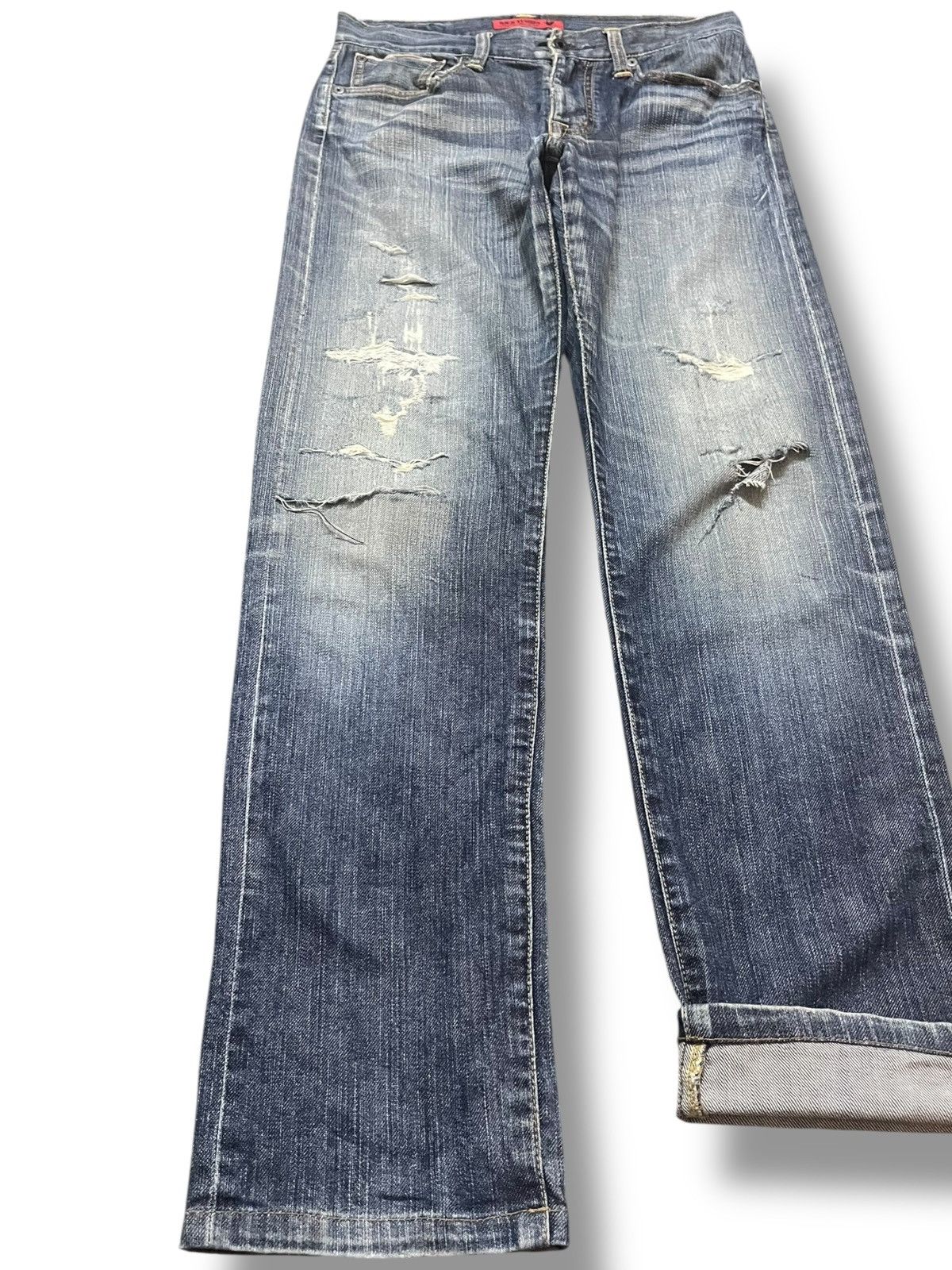 Japanese Brand Vintage Back Number Selvedge Distressed Denim Size US 29 - 3 Thumbnail