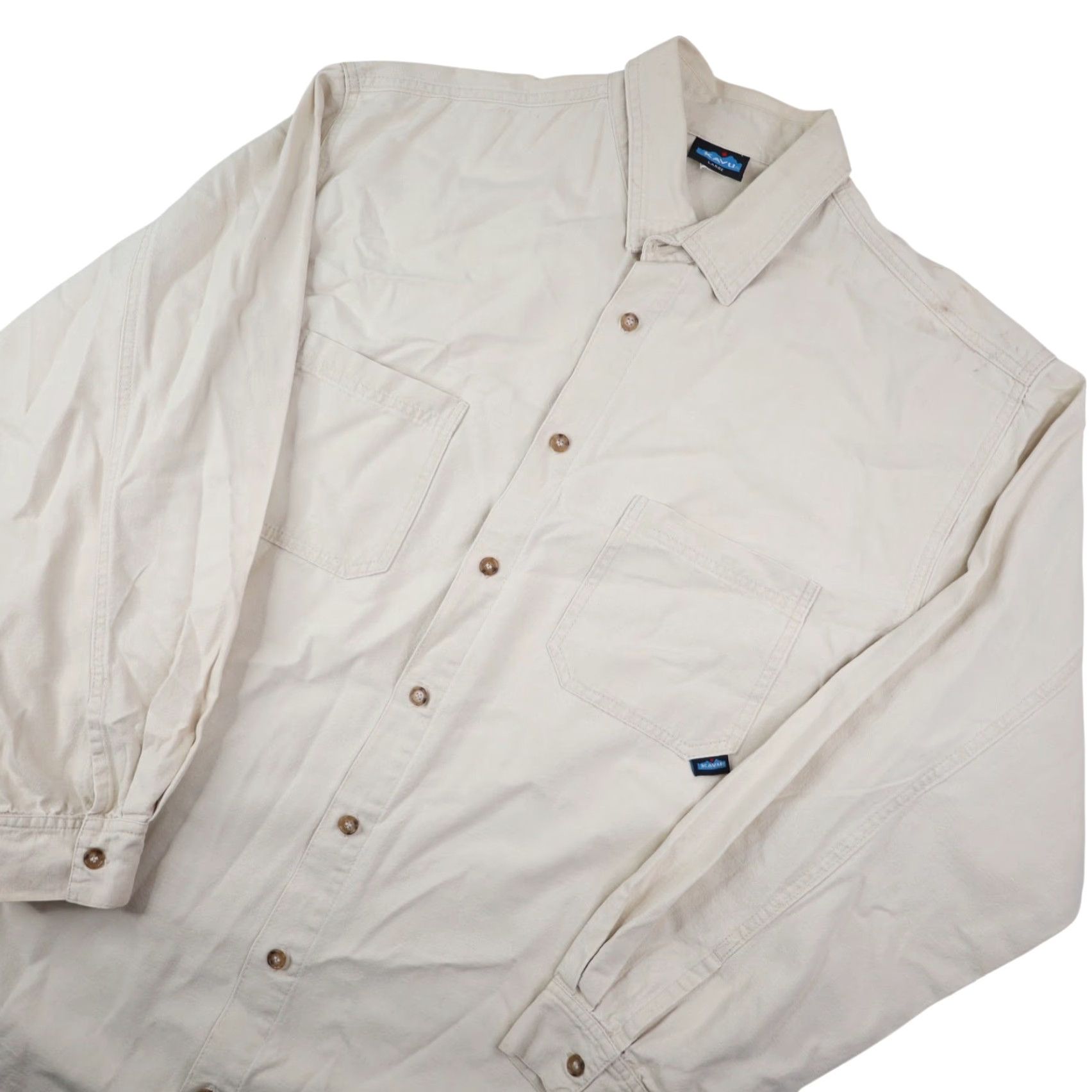 KAVU VINTAGE KAVU Canvas Button Up Adventure Shirt Mens Large Cream Long Sleeve Regular Size Size US L / EU 52-54 / 3 - 2 Thumbnail
