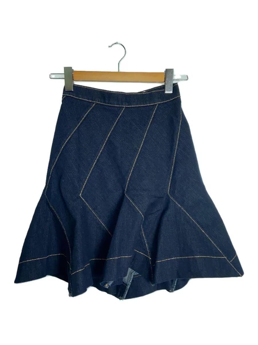 image of Vivienne Westwood Contrast Stitch Flared Denim Skirt in Indigo, Women's (Size 23)