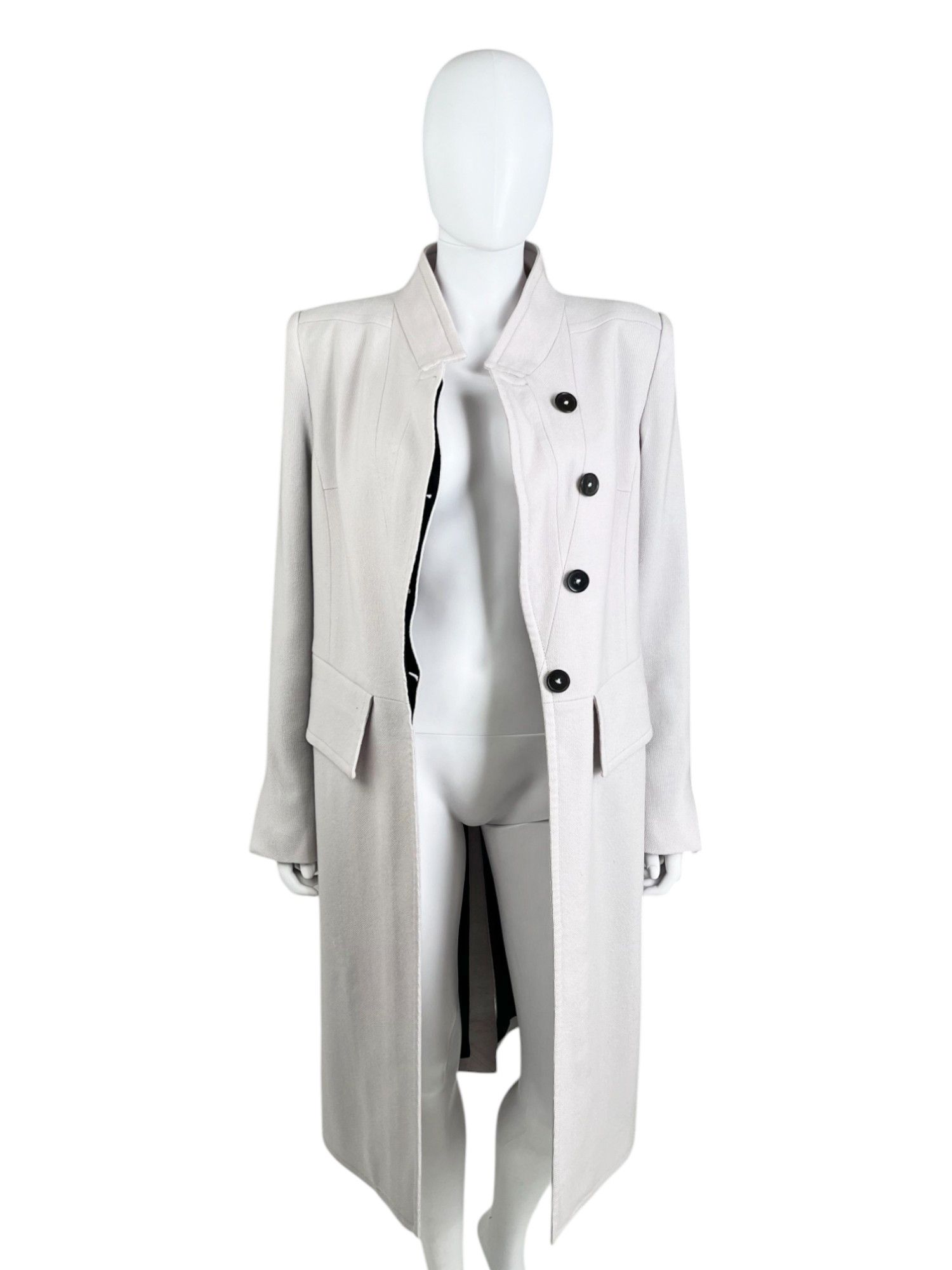 Ann Demeulemeester 2000's Ecru Asymmetric Wool Coat Size S / US 4 / IT 40 - 2 Thumbnail