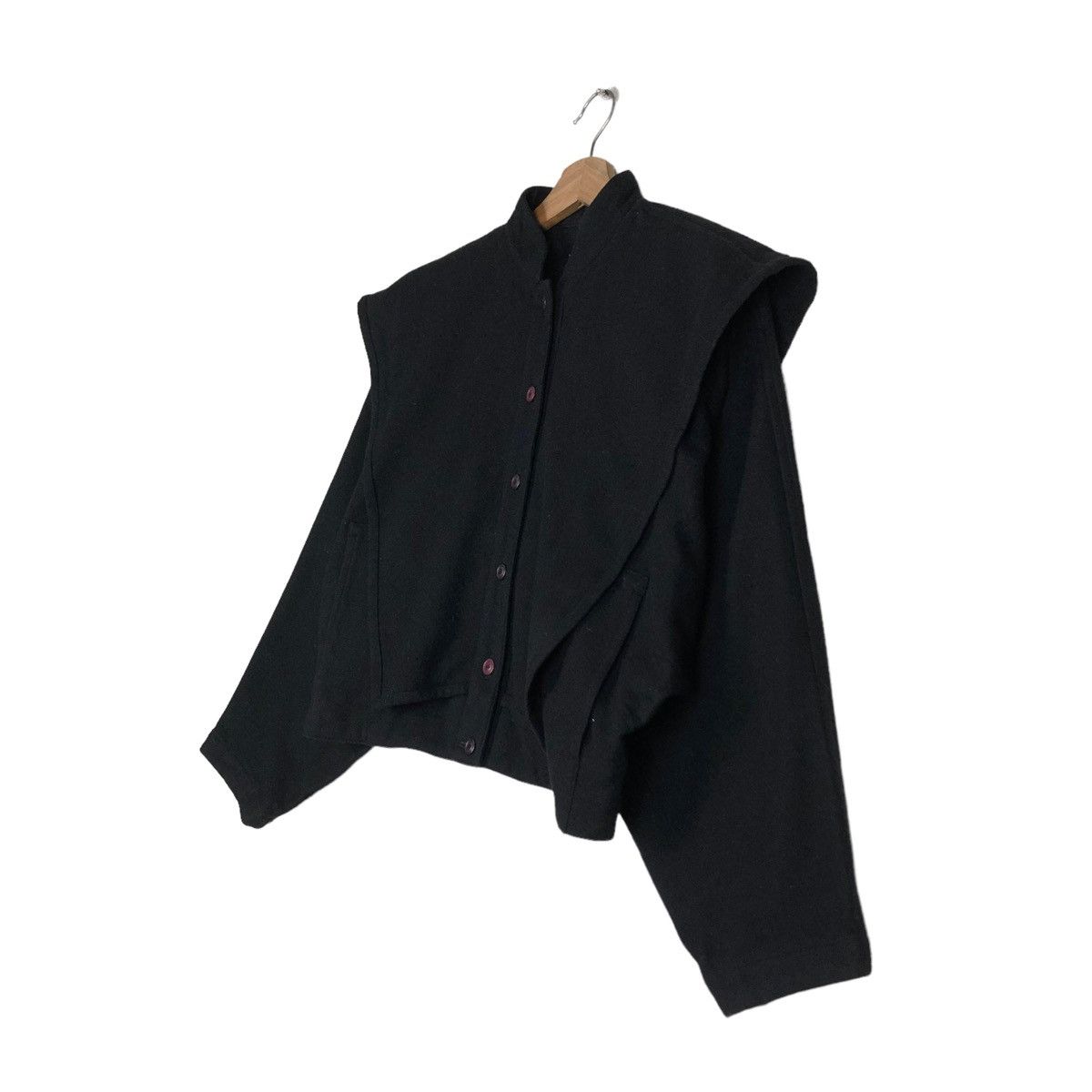 Issey Miyake 🔥Rich Black Wool Cropped Jacket Vintage 70’s Issey Miyake Size US M / EU 48-50 / 2 - 2 Thumbnail