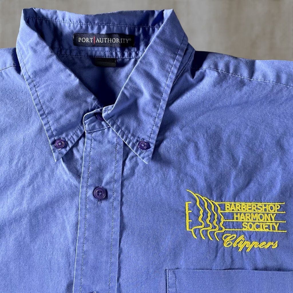 Port Authority BARBERSHOP HARMONY SOCIETY Shirt Men’s XL Blue Button Up Clippers SPEBSQSA Men XL Blue Shirt Size US XL / EU 56 / 4 - 1 Thumbnail