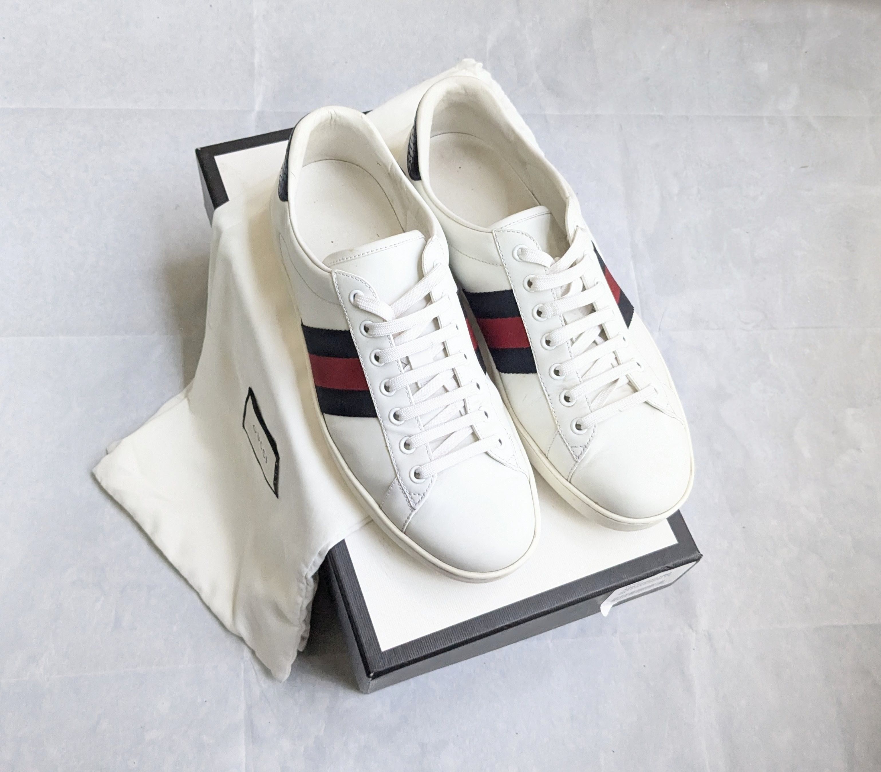Gucci Gucci Ace Sneakers White 9.5 Low Tops Leather Size US 9.5 / EU 42-43 - 1 Thumbnail