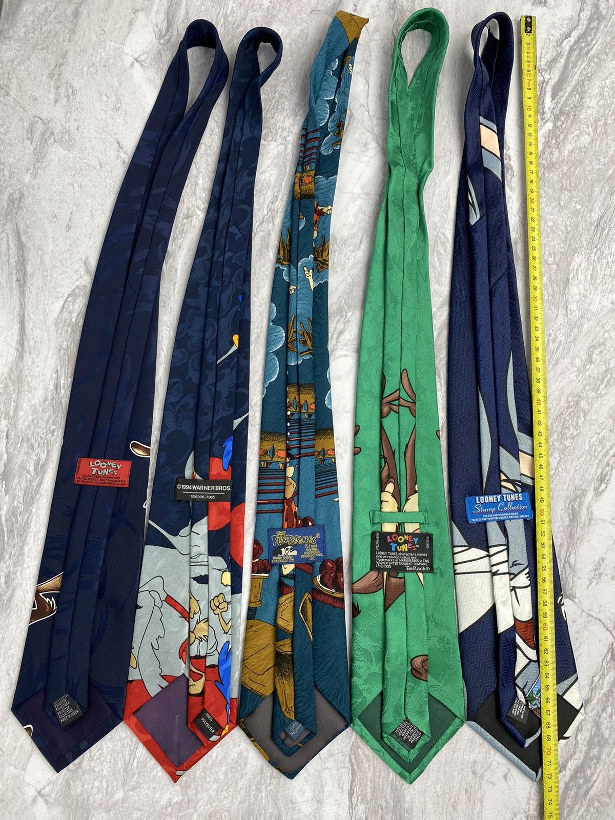 Warner Bros Lot of 5 Vintage 90s Looney Tunes Ties Warner Bros Cartoon Size ONE SIZE - 10 Thumbnail