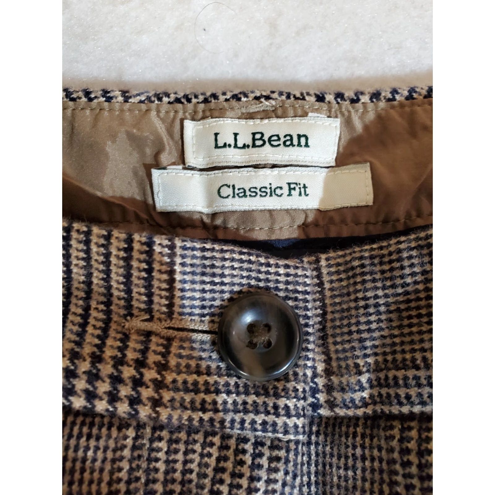 Vintage VINTAGE L.L. BEAN Plaid Houndstooth 100% Cotton Pants Womens Petite 10 Brown Classic Fit Feminine 10P Straight Pants Womens Size 32" / US 10 / IT 46 - 3 Thumbnail