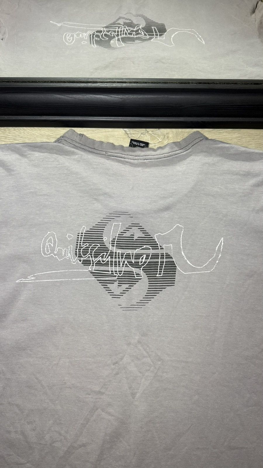 Quiksilver Y2K 2000s Thrashed Quicksilver Outline Mirrored Logo Shirt Size US XL / EU 56 / 4 - 4 Thumbnail