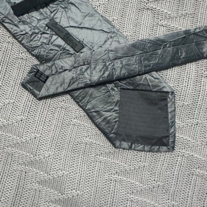 Vintage Enrico Venturi silver gray textured silk tie Size ONE SIZE - 4 Thumbnail