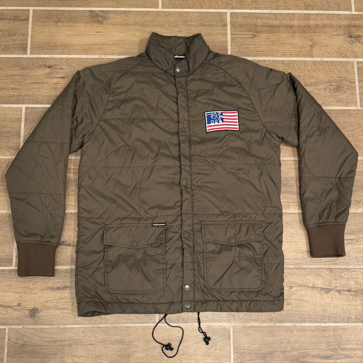 The Hundreds × Vintage The Hundreds Military Green Flag Quilted Puffer Jacket Coat Size US L / EU 52-54 / 3 - 1 Thumbnail
