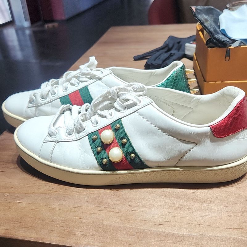 Gucci Gucci Ace Leather Studded Fashion Sneakers for Women - Size US 6.5 / IT 36.5 - 1 Thumbnail