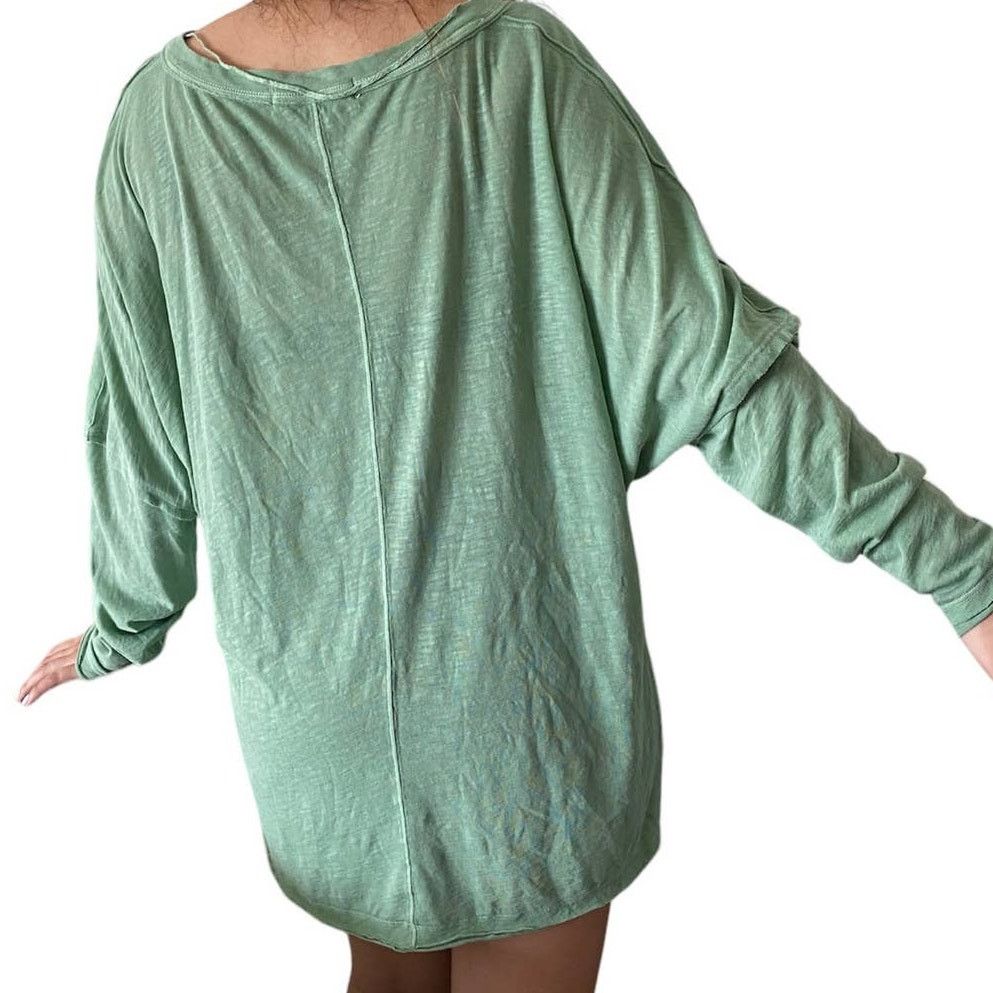 Other Free People Sage Green Henley VNeck Sweater Oversized Size M Size M / US 6-8 / IT 42-44 - 6 Thumbnail