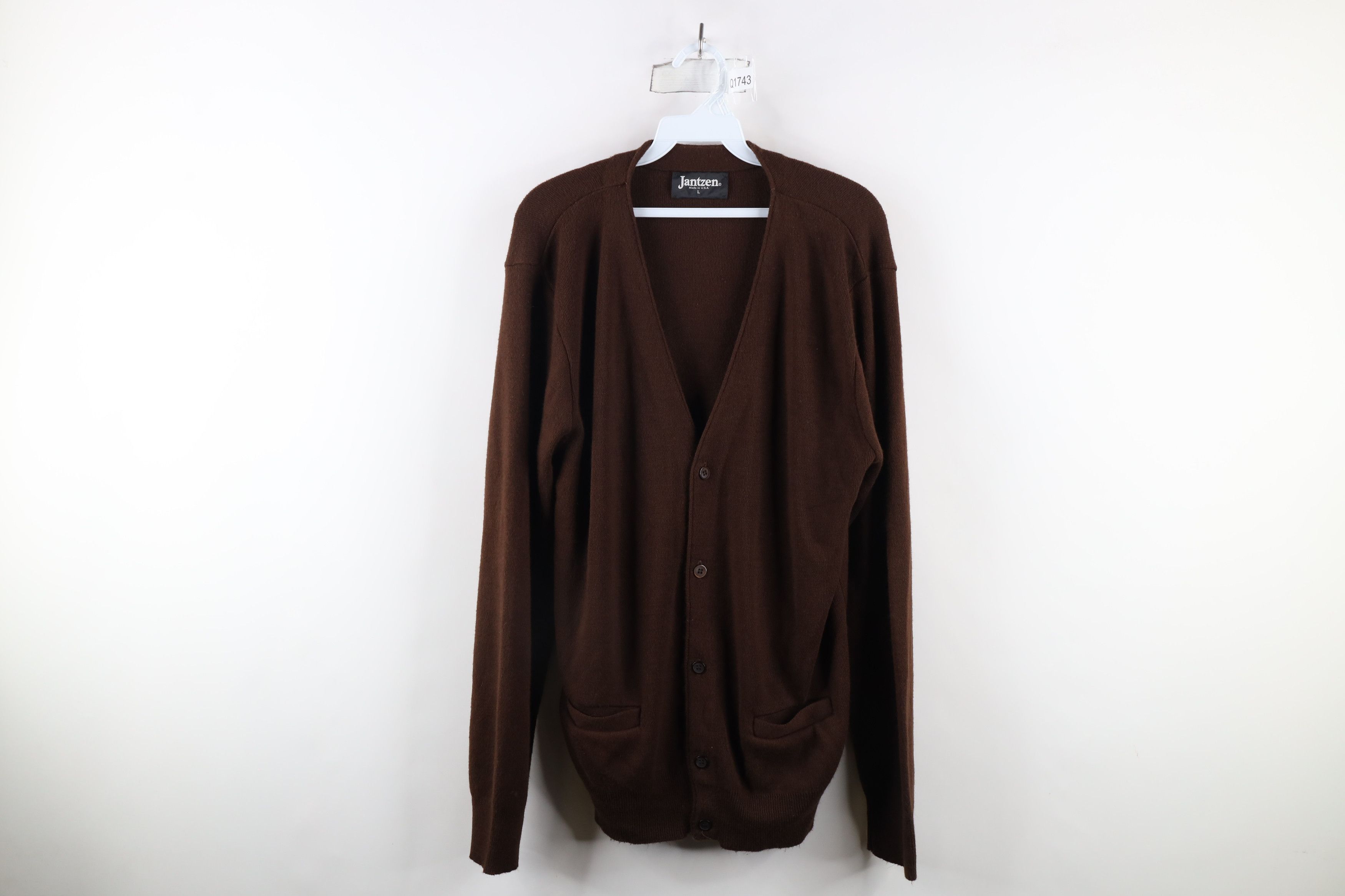 Vintage Vintage 70s Streetwear Knit Cardigan Sweater Brown USA Size US L / EU 52-54 / 3 - 1 Thumbnail