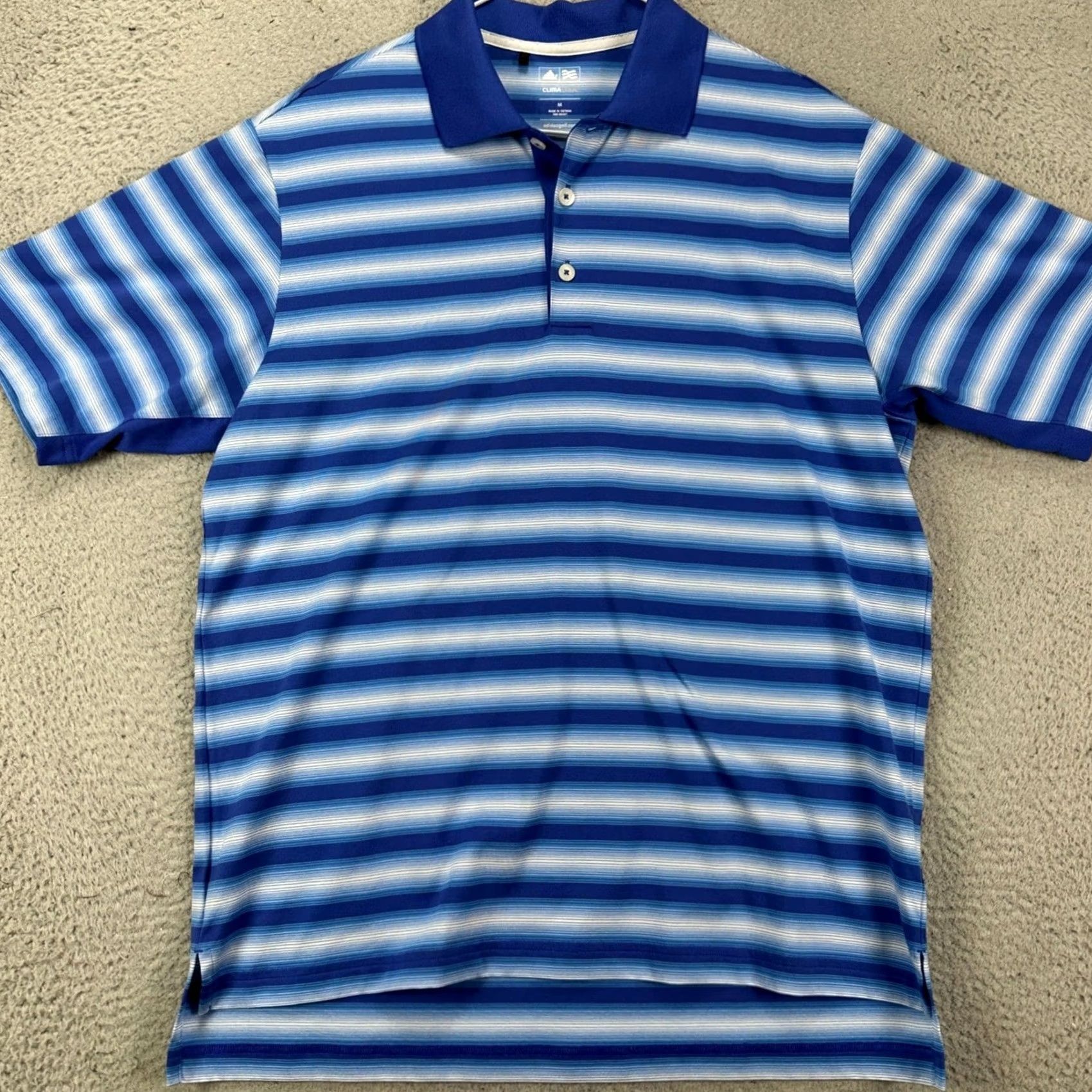Adidas Adidas Climacool Mens M Shirt Polo Blue Striped Short Sleeve Golf Rugby EUC Size US M / EU 48-50 / 2 - 3 Thumbnail
