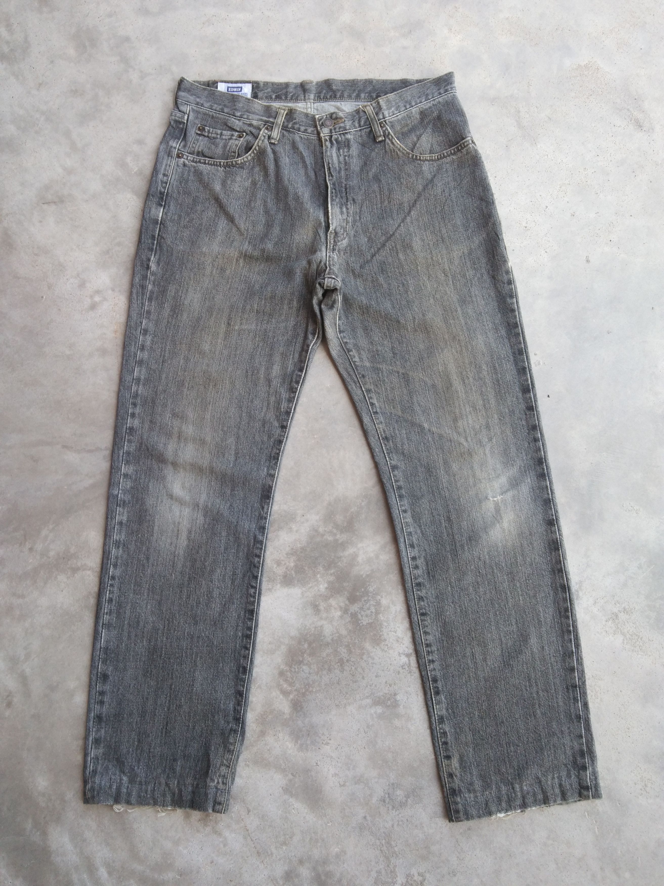 Edwin Vintage Edwin Grey Distressed Jeans 33x30 Size US 33 - 1 Thumbnail