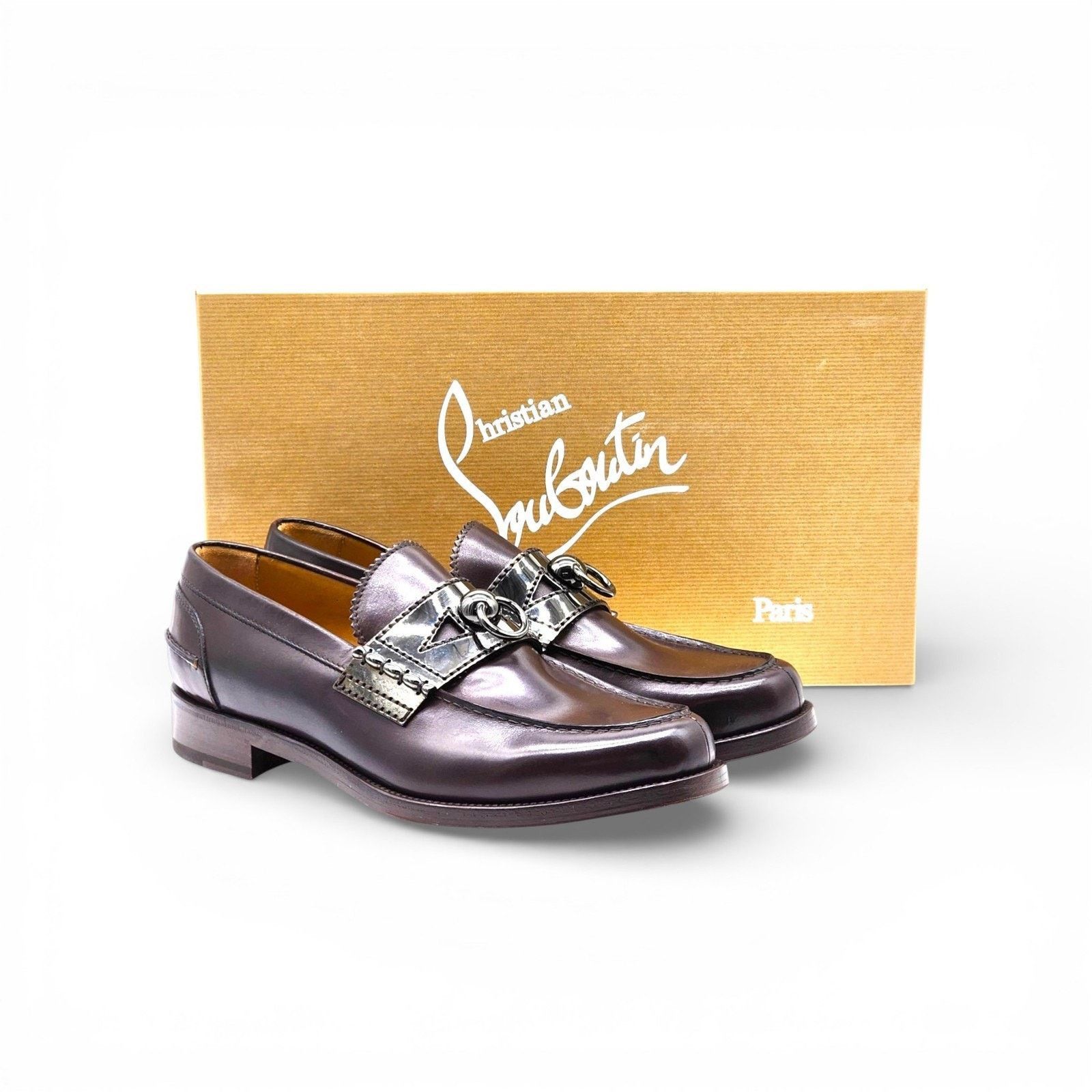 Christian Louboutin Leather Loafers with Metal Ornament Brown EU 41 US 8 - NWB $1,250 CHRISTIAN LOUBOUTIN - *Dandelion* Brown Leather  main image 4