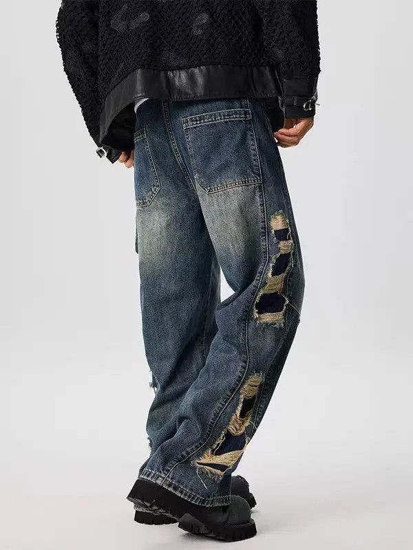 Japanese Brand Vintage street hip-hop washed and distressed ripped jeans Size US 32 / EU 48 - 4 Thumbnail
