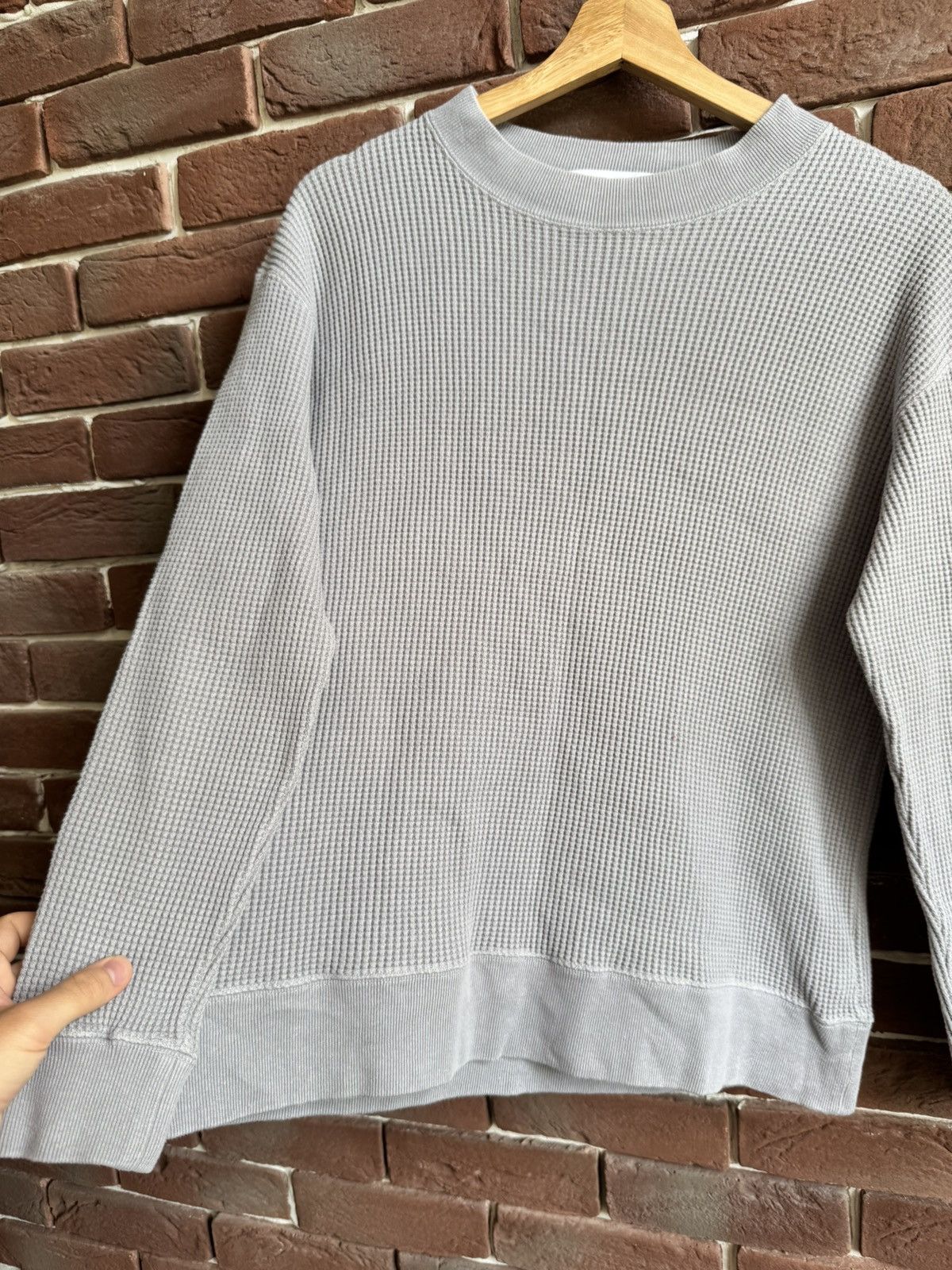 Japanese Brand Ships Thyard Japanese Designer Gray Waffle Crewneck Sweatshi Size US M / EU 48-50 / 2 - 3 Thumbnail