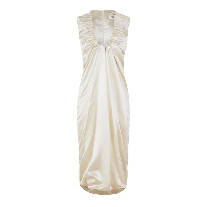 Bottega Veneta Bottega Veneta V-Neck Midi Slip Dress in White Size M / US 6-8 / IT 42-44 - 1 Thumbnail
