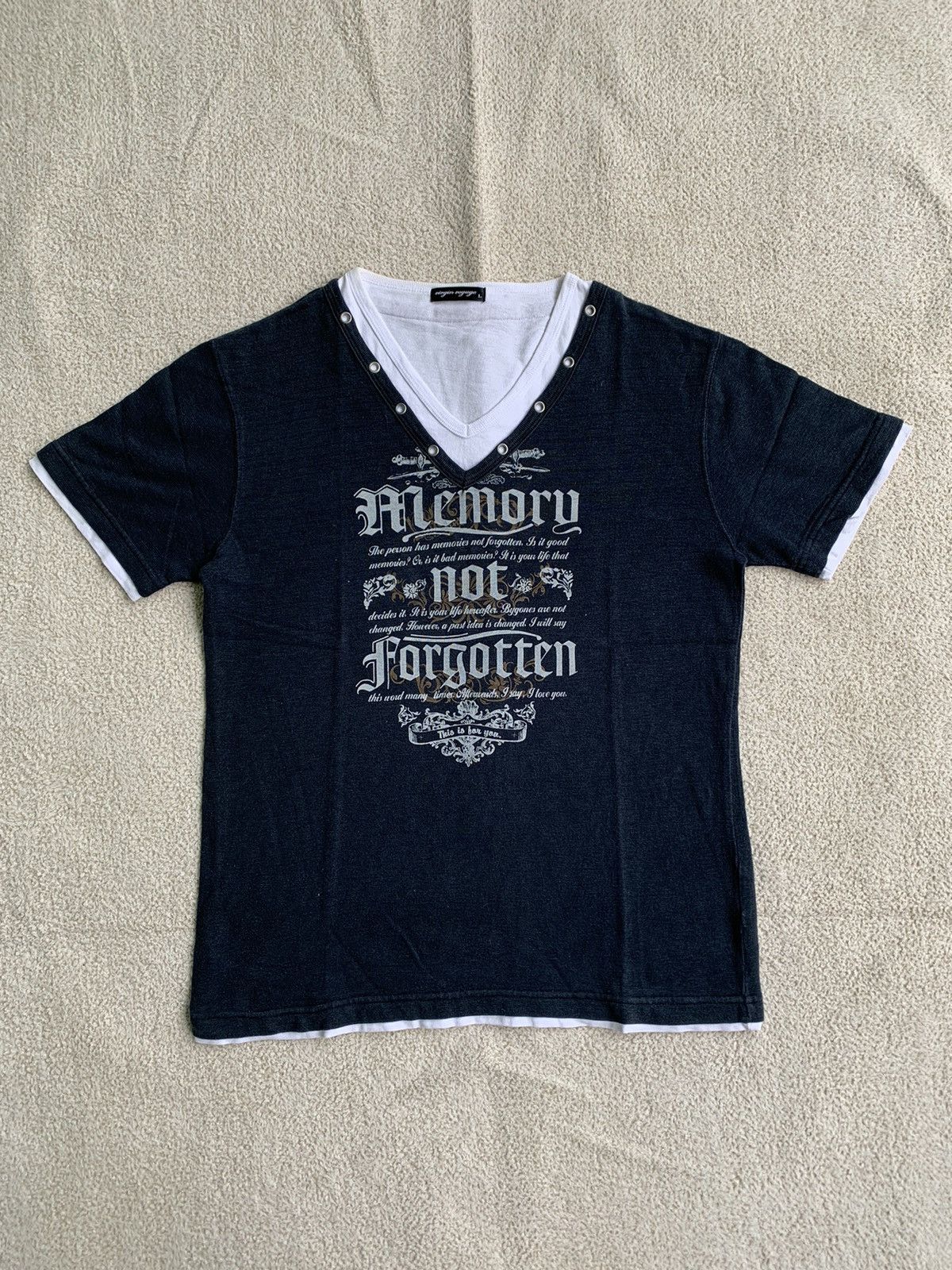 If Six Was Nine × Japanese Brand × Le Grande Bleu (L.G.B.) VTG Virgin Voyage Double Layered Poem T Shirt Size US M / EU 48-50 / 2 - 1 Thumbnail