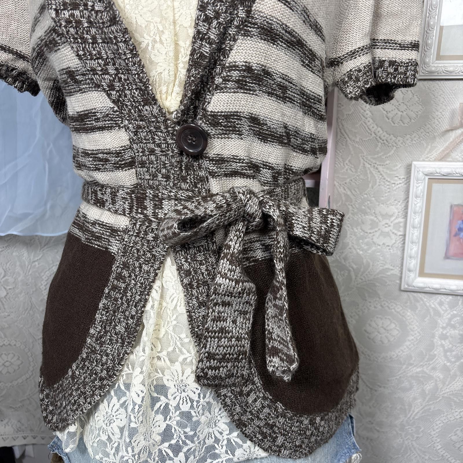 Other vintage knit striped babydoll cardigan Size M / US 6-8 / IT 42-44 - 2 Thumbnail