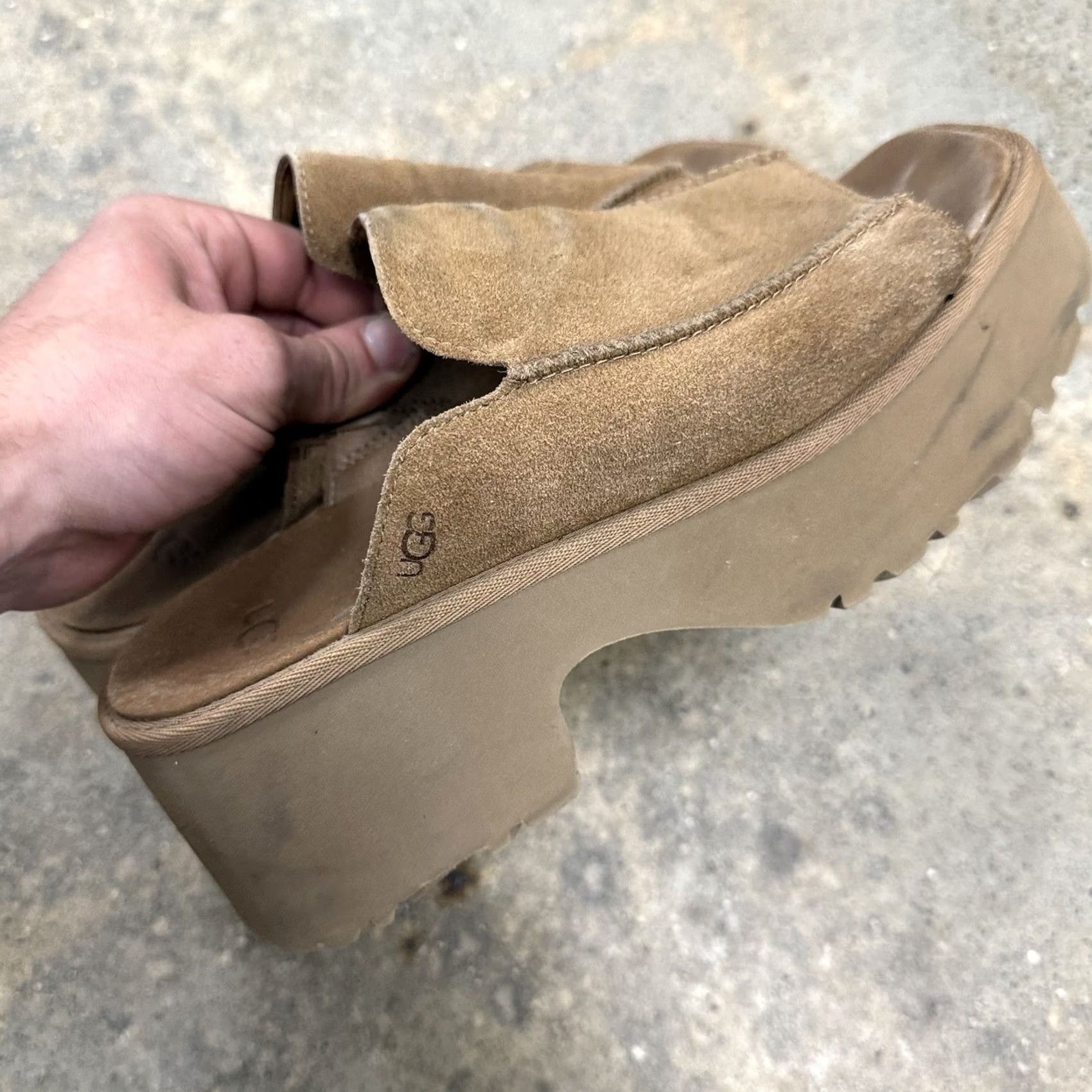 Ugg UGG Heights Slide Platform Sandals 1167476-CHE Chestnut Womens Size 9 Slid e Sandal Wedge Comfort Rubber Suede Casual Spring Summer Womens Size US 7 / IT 37 - 5 Thumbnail