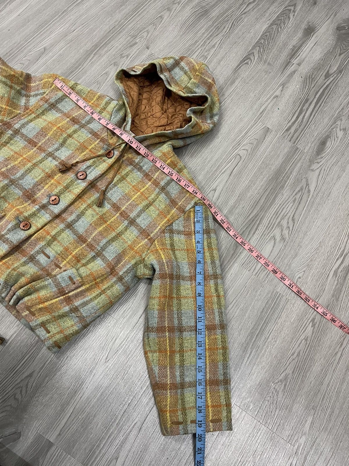 Japanese Brand × Vintage Vintage KETTY wool Plaid Leather Rope cropped Jacket Size M / US 6-8 / IT 42-44 - 13 Thumbnail