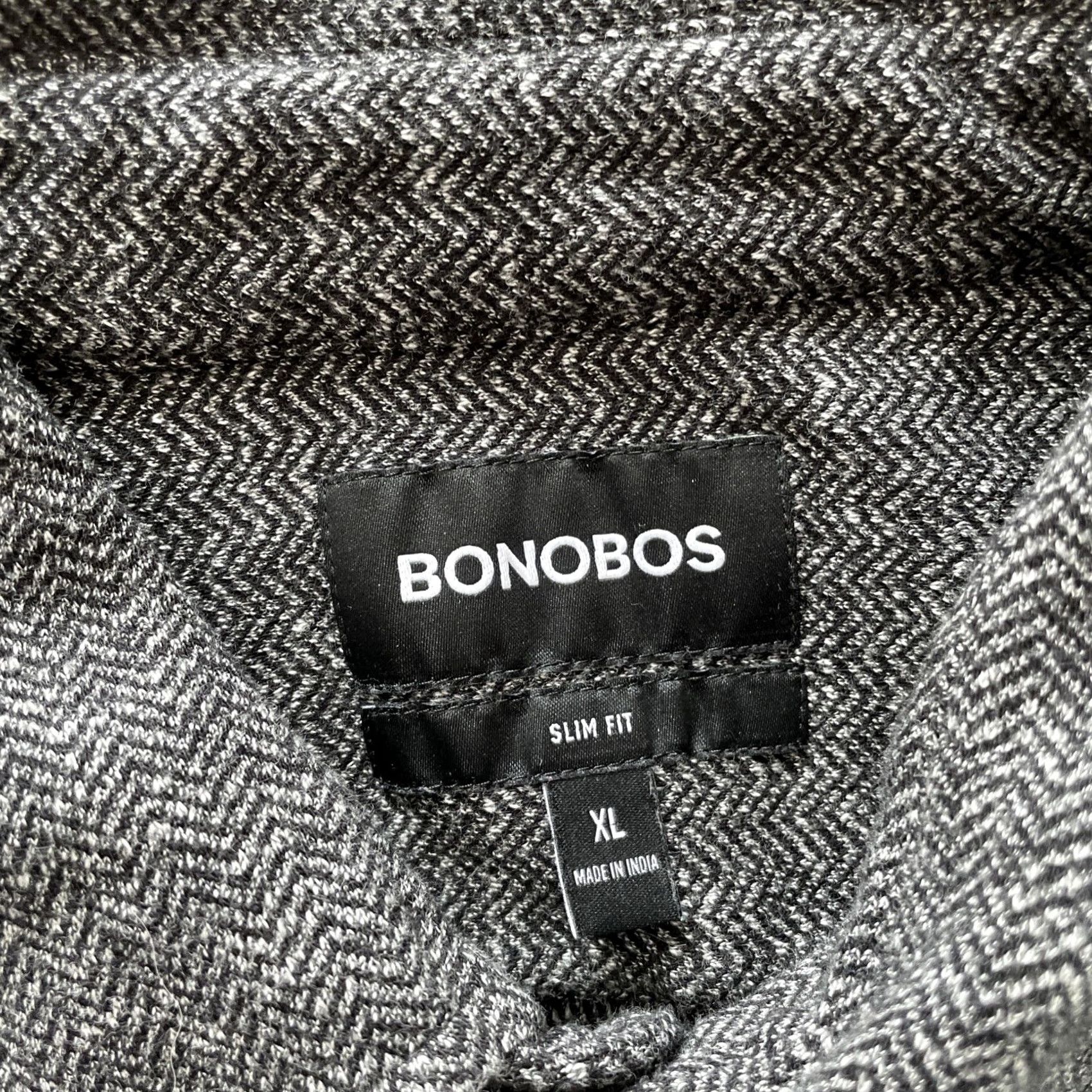 Bonobos Bonobos Herringbone Shirt Mens XL Slim Fit Thick Knit Longsleeve Button Up Black Size US XL / EU 56 / 4 - 3 Thumbnail