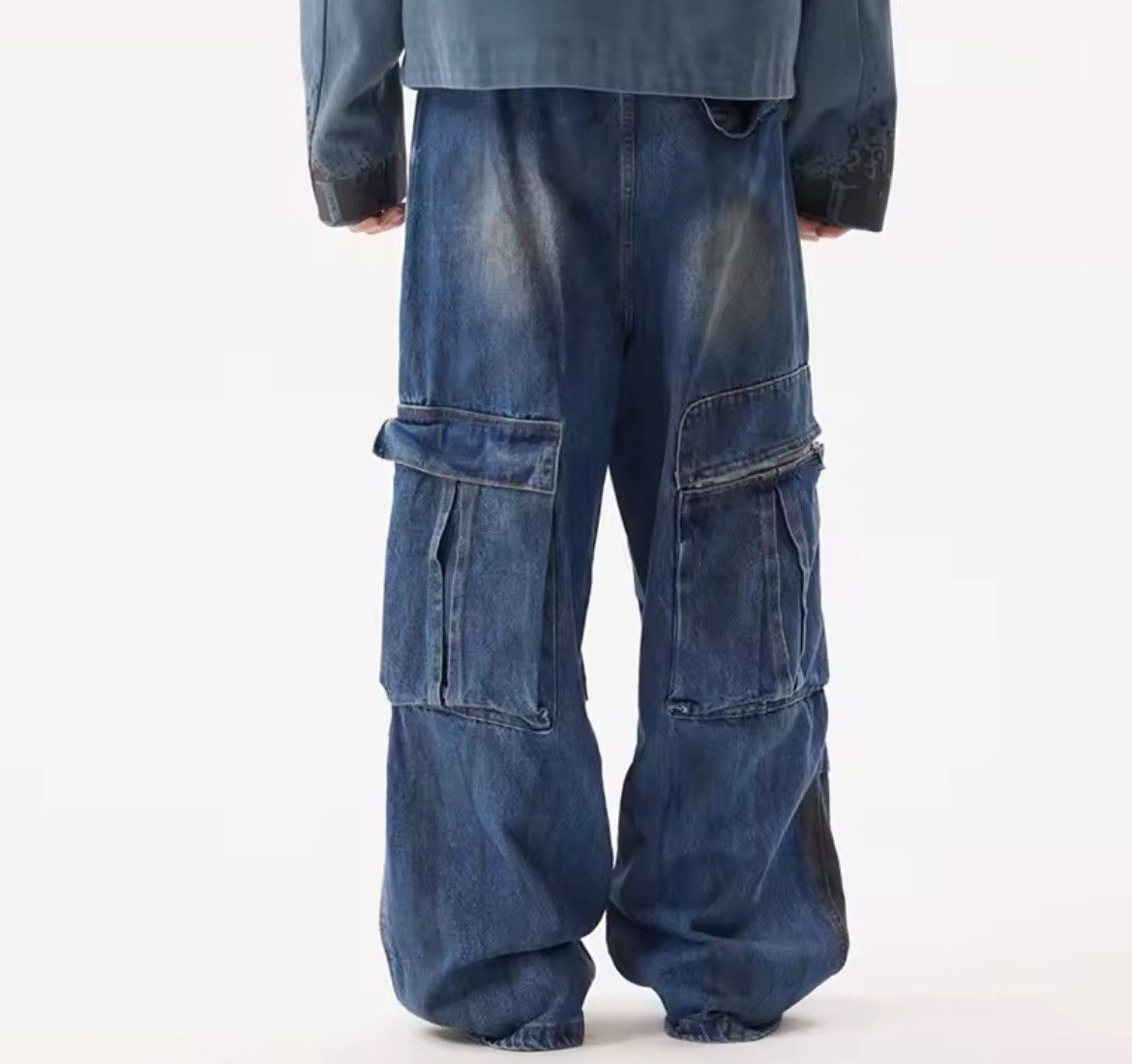 Jean × Vintage Dirty Dyed Multi Pocket Jeans Size US 28 / EU 44 - 3 Thumbnail
