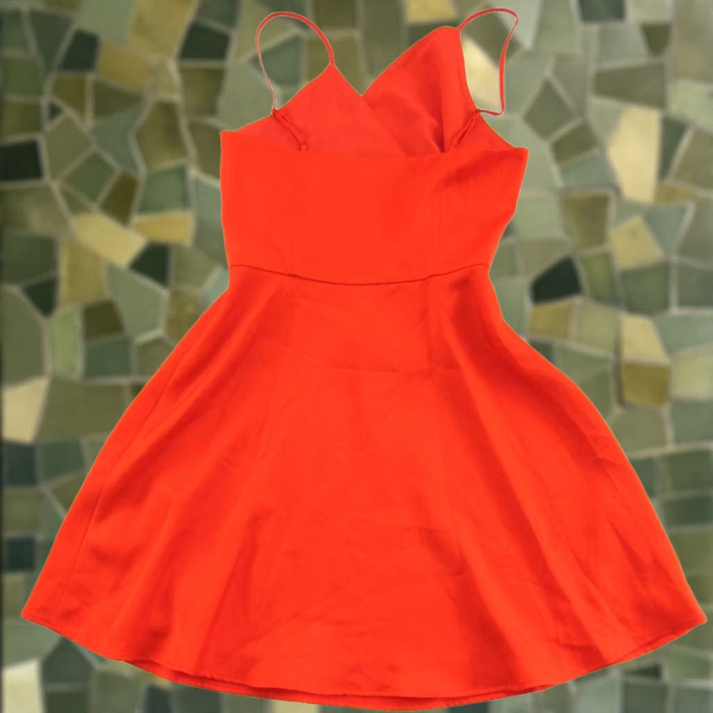 Vintage WAYF Bright Orange V-Neck Spaghetti Strap Wrap Tie Short Slip Sun Dress Medium Size 32" / US 10 / IT 46 - 1 Thumbnail